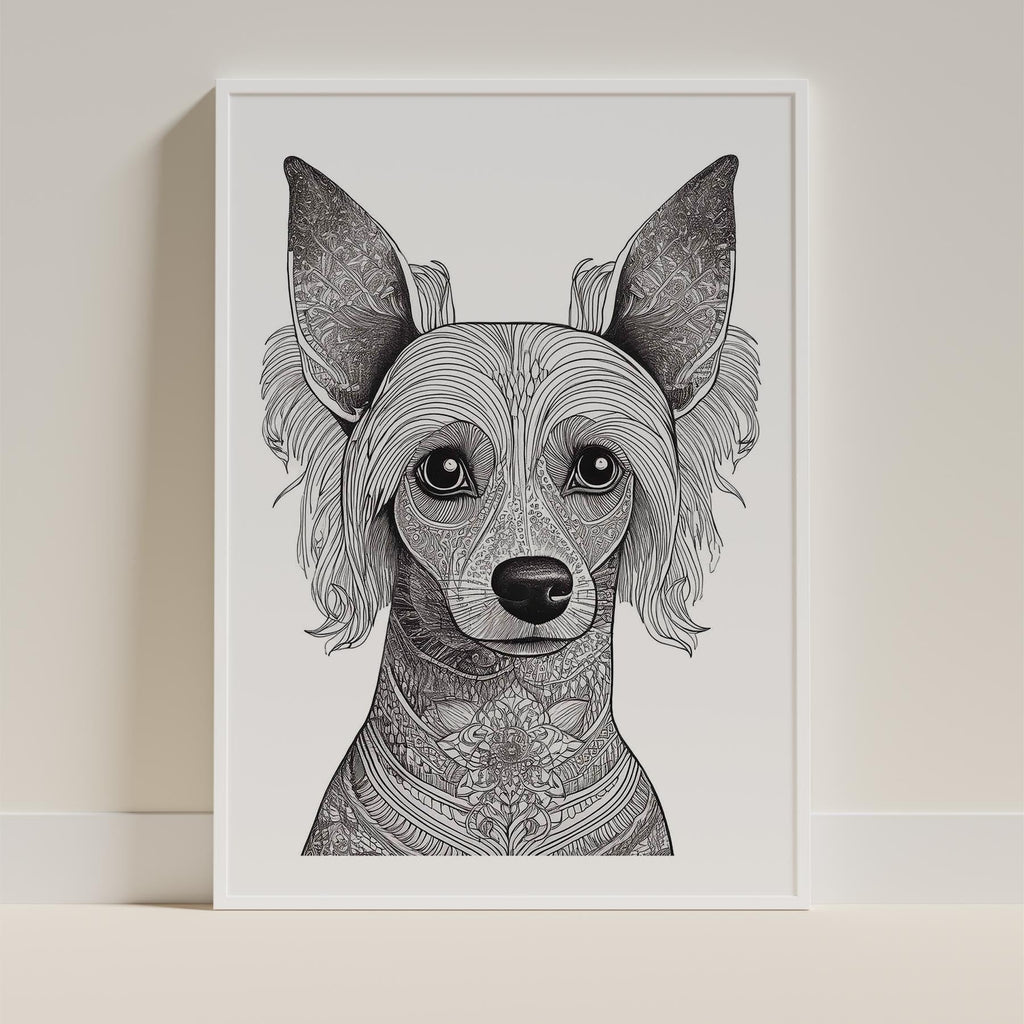 Chinese Crested Mandala Black and White Dog Series image 9