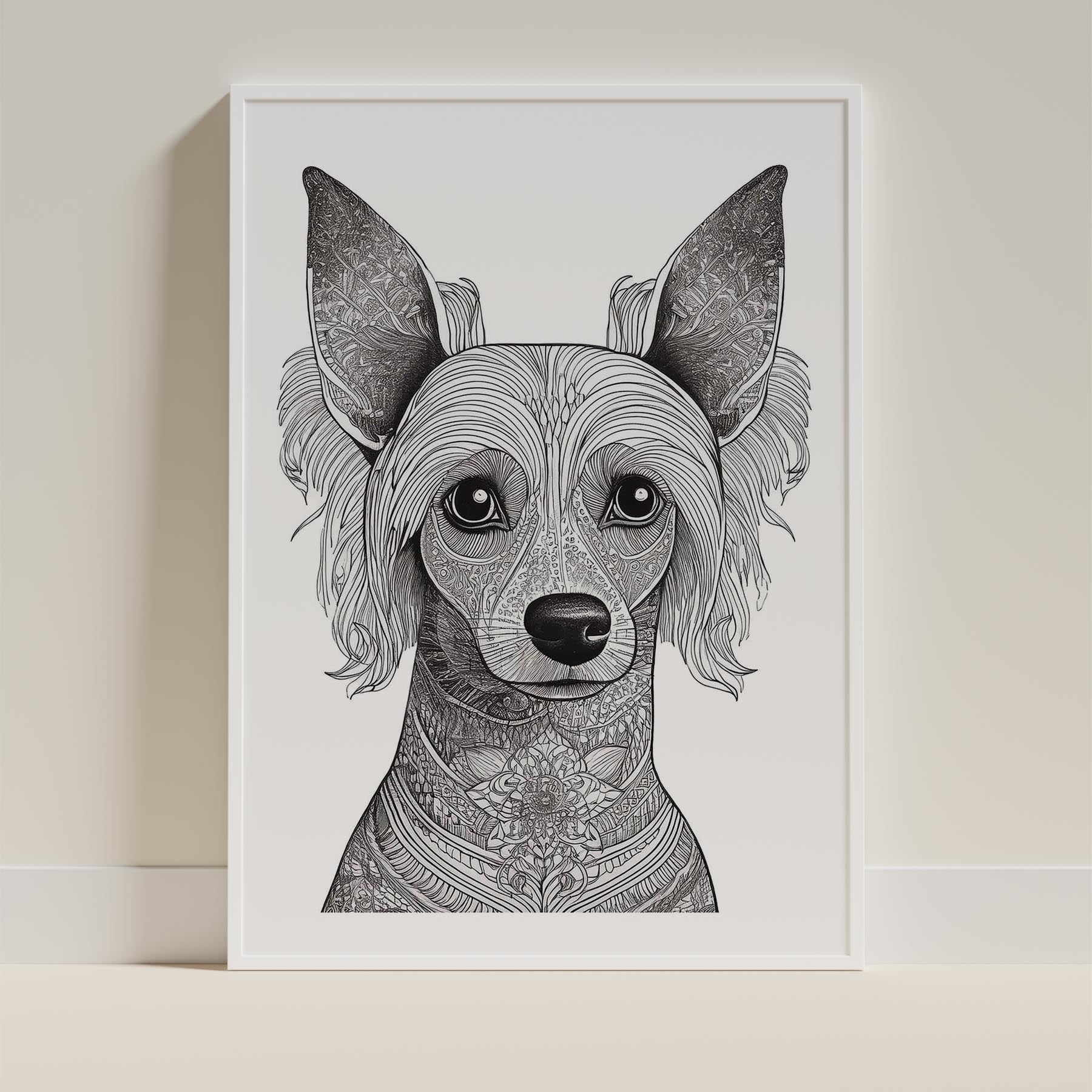 Chinese Crested Mandala Black and White Dog Series image 9