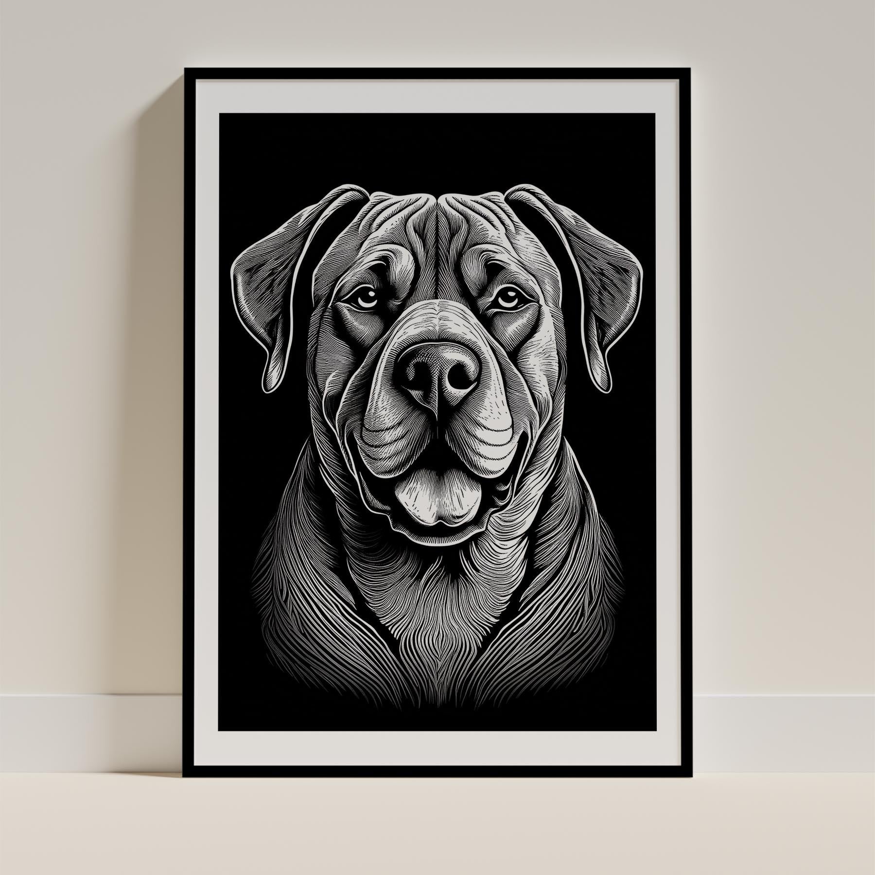 Neapolitan Mastiff Line Dog Series in Black and White image 0