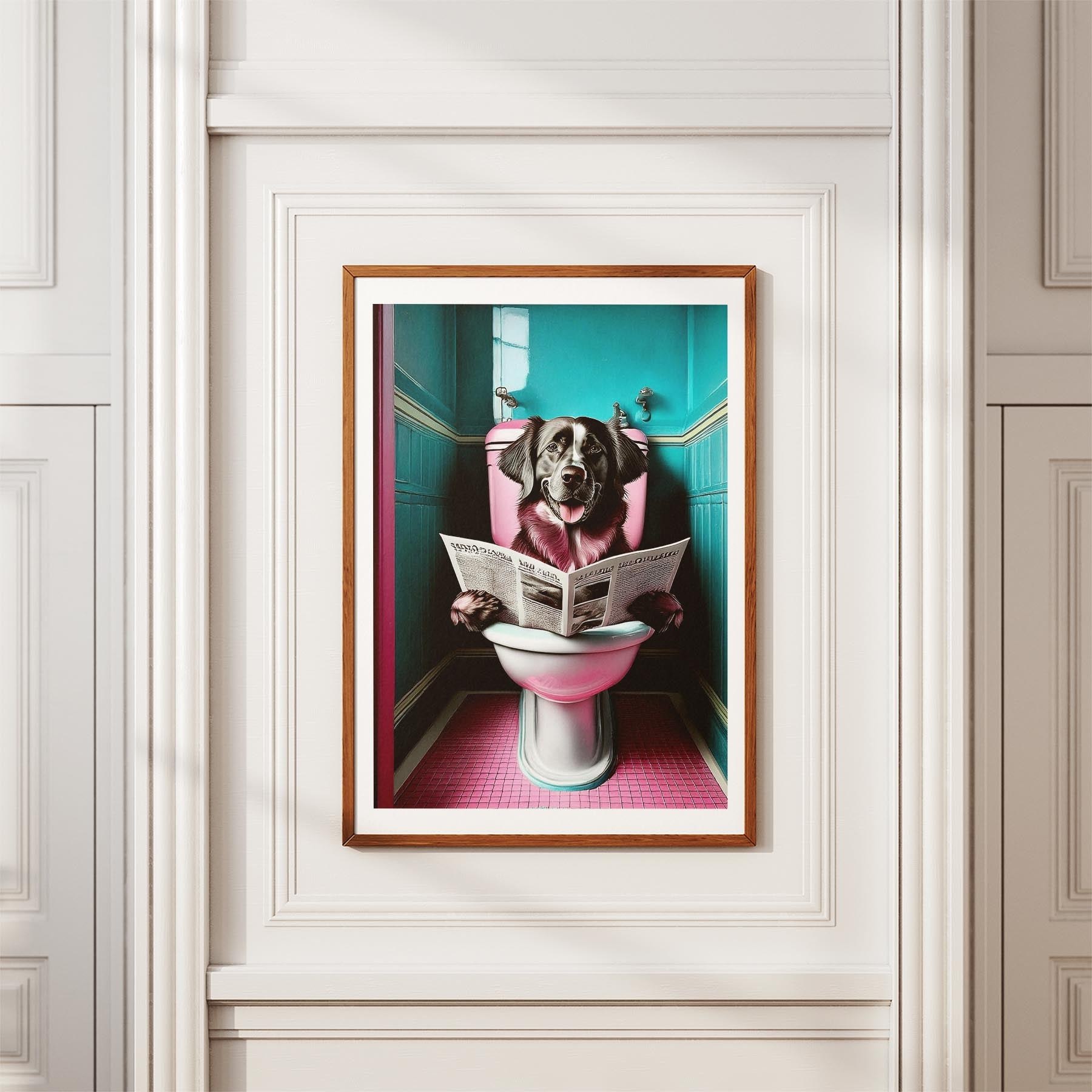 Golden Retriever Toilet Dogs PInk and Turquise image 3