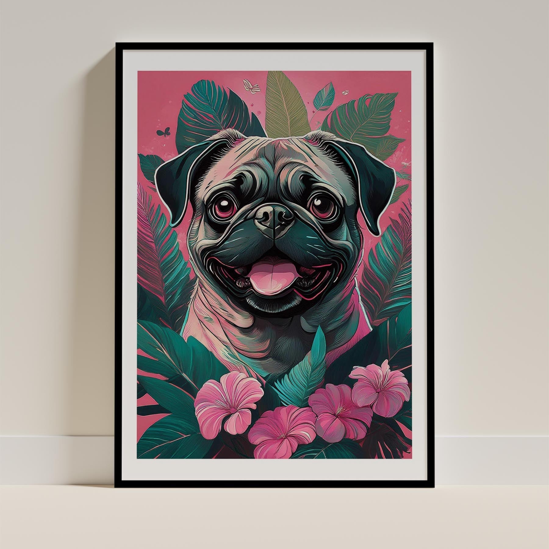 Pug Copy Flowery Dog image 11