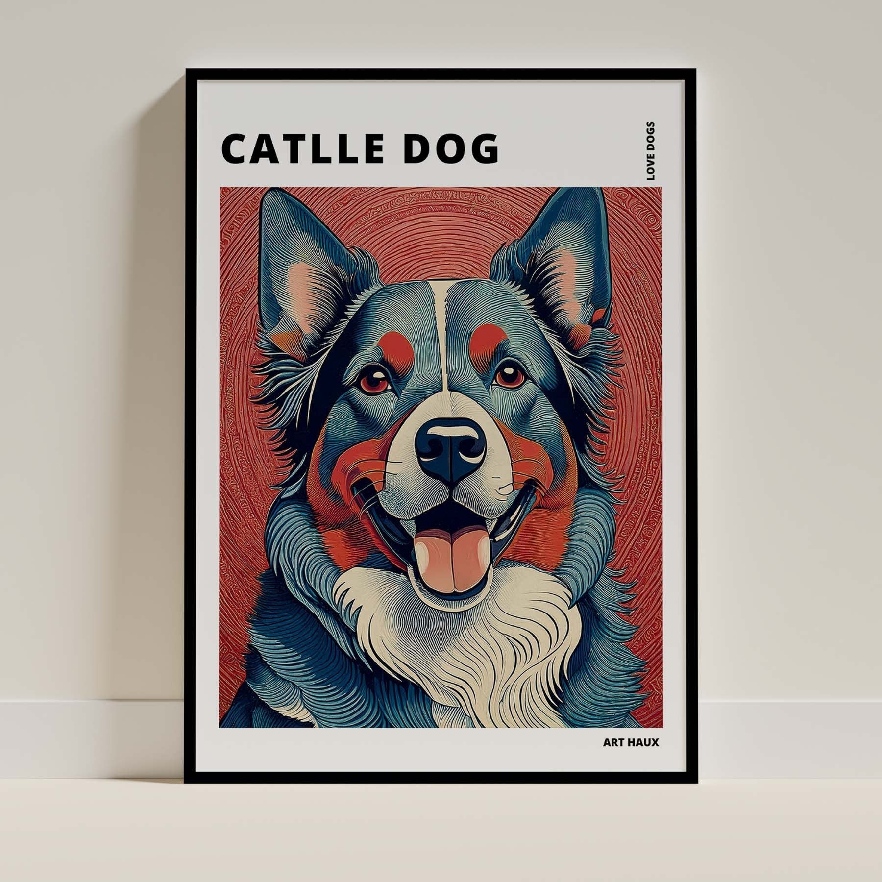 Cattle Dog Hokusai Japanese Inspired Dog Series with Text image 0