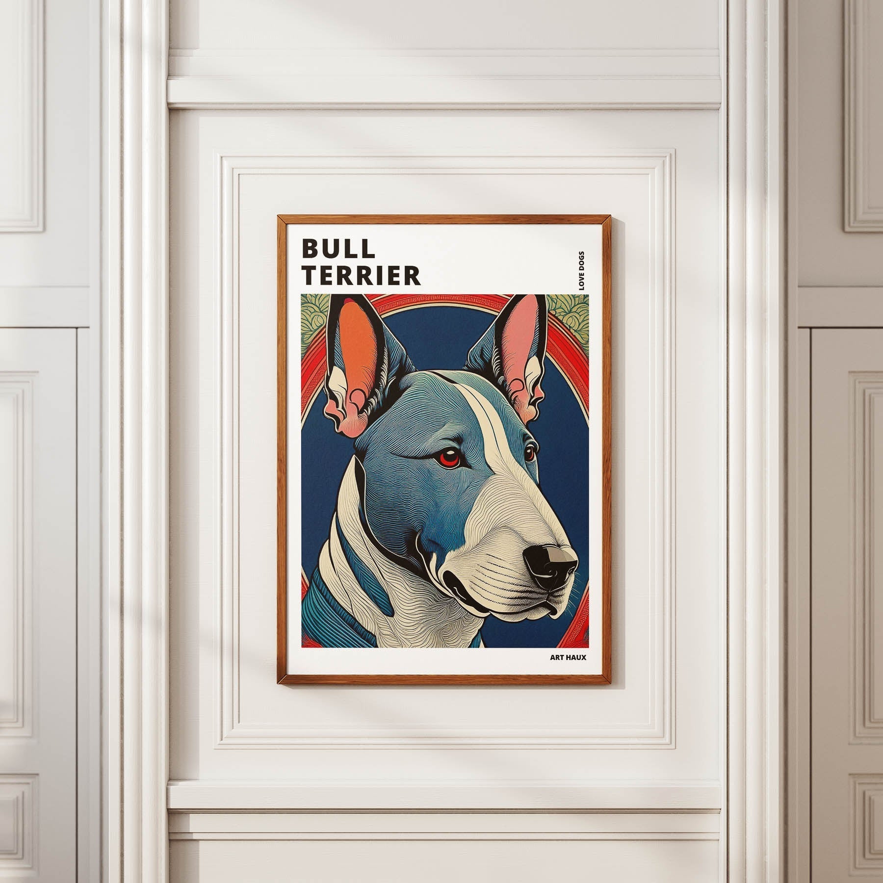 Bull Terrier Hokusai Japanese Inspired Dog Series with Text image 3