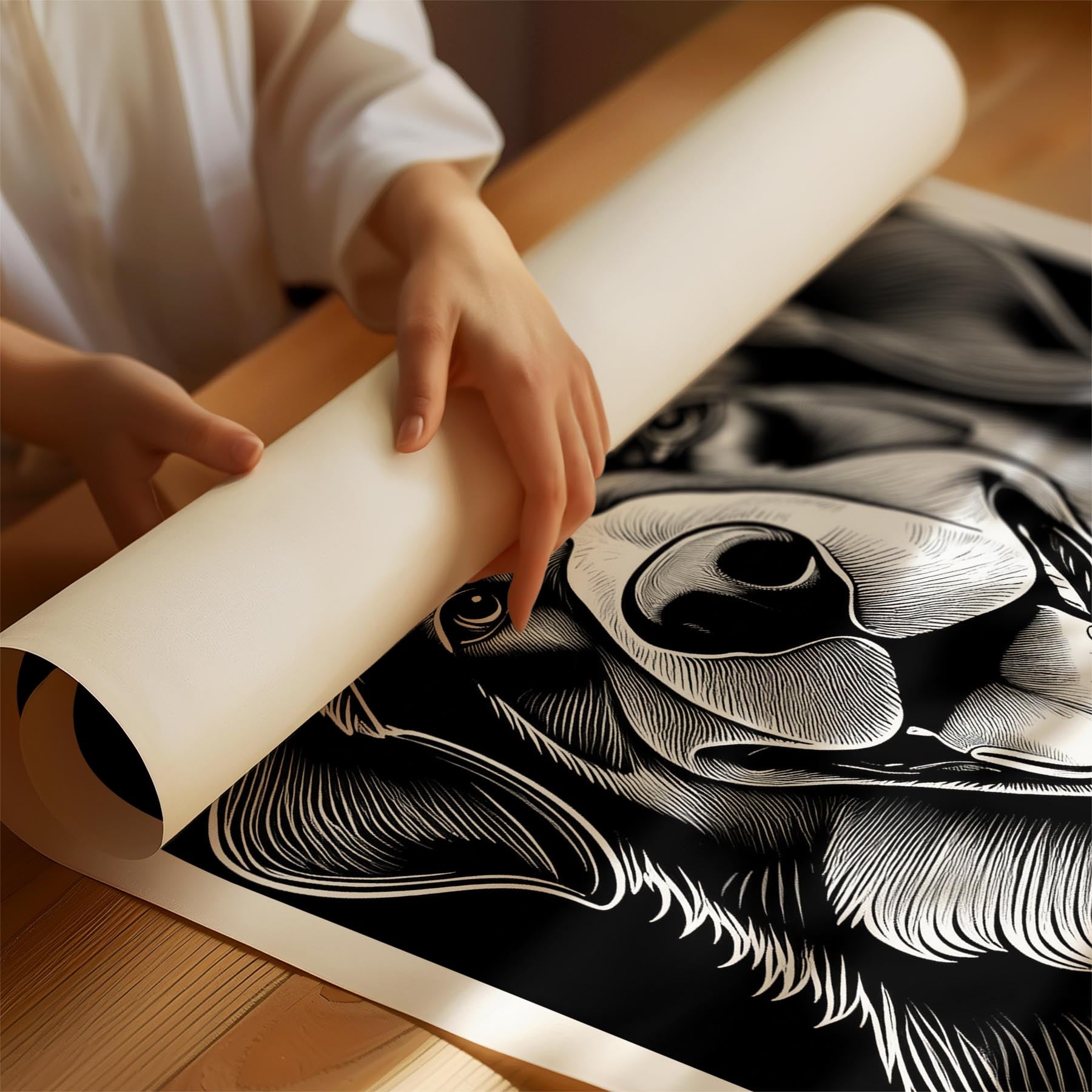 Bernese Mountain Dog Line Dog Series in Black and White image 1