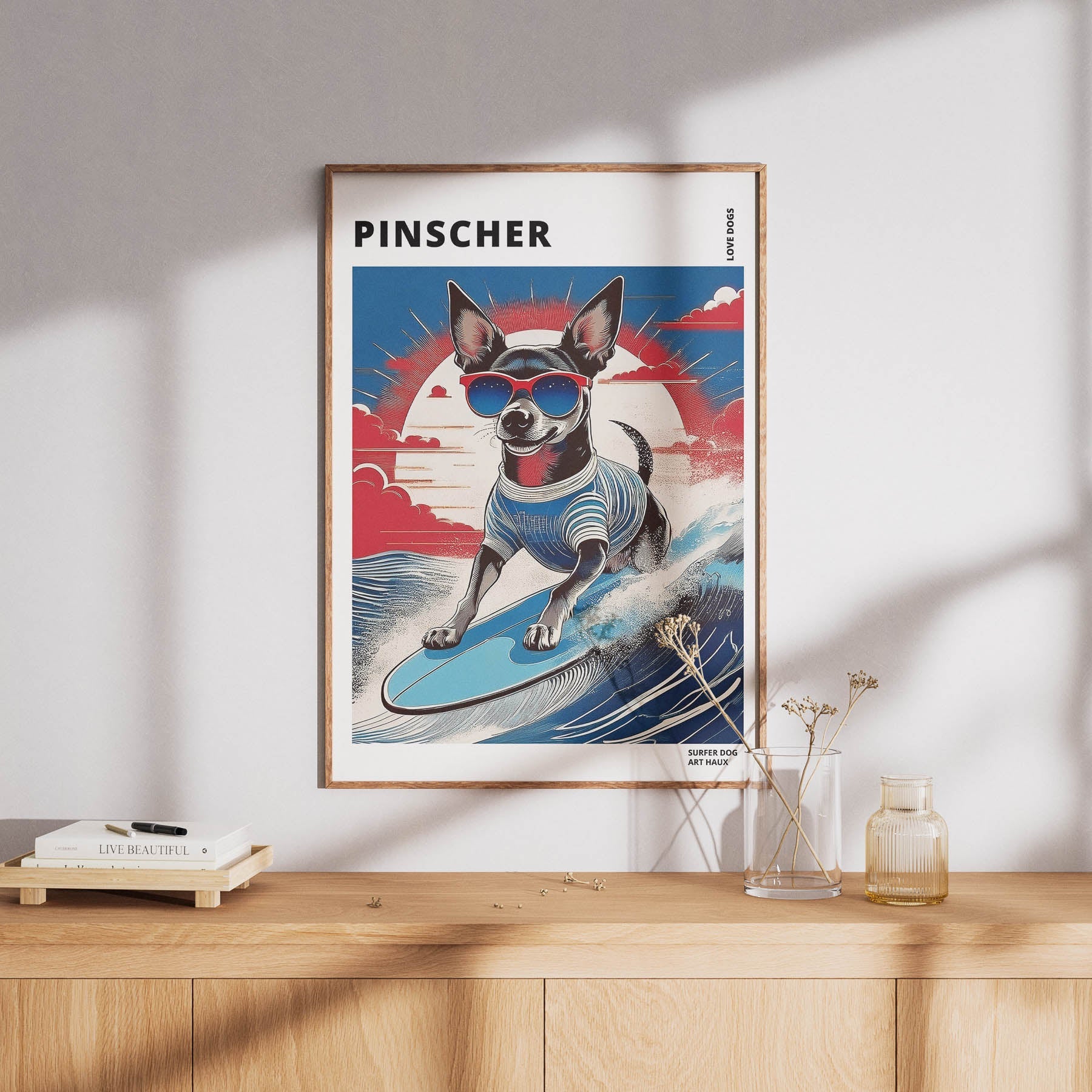 Pinscher Hokosai Surfer Dogs 1 image 8