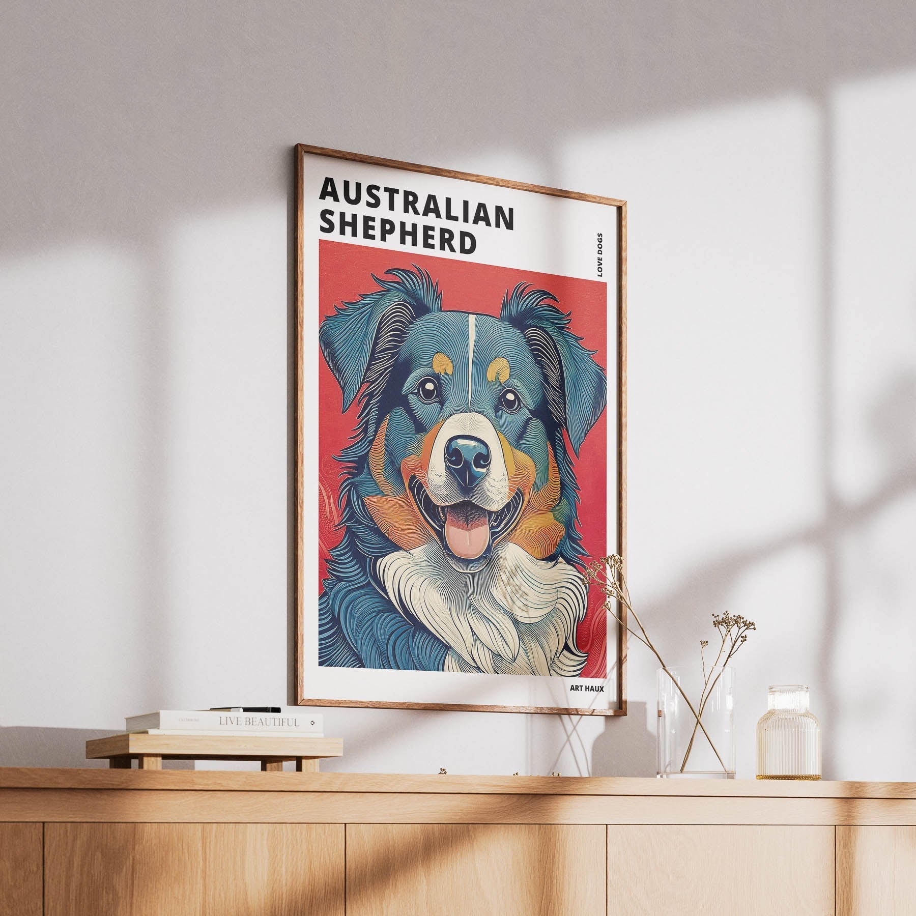Australian Shepherd Hokusai Japanese Inspired Dog Series with Text image 5