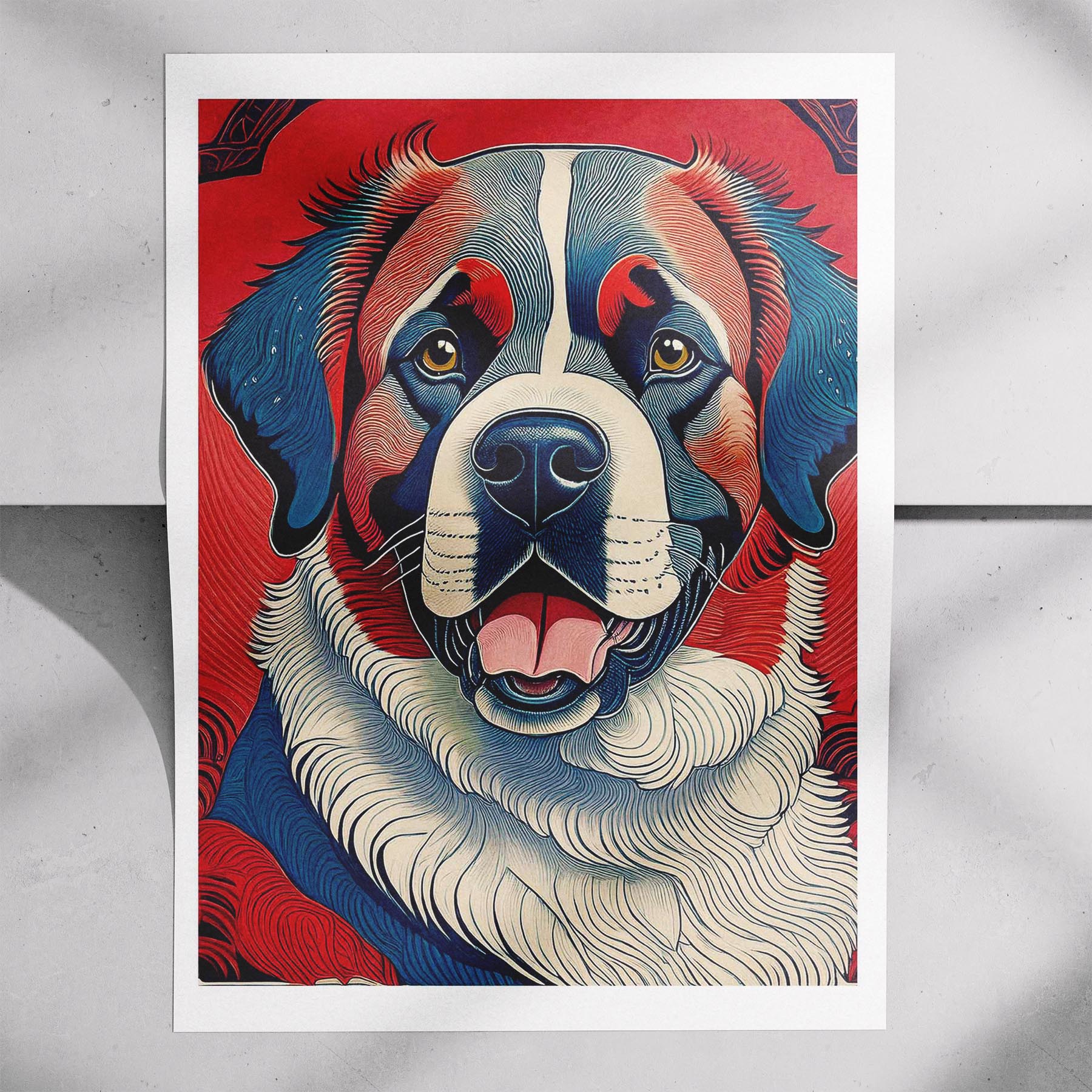 Saint Bernard Hokusai Japanese Inspired Dog Series image 7