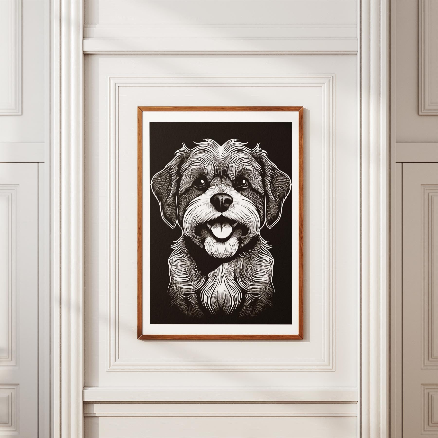 Shih Tzu Line Dog Series in Black and White image 3