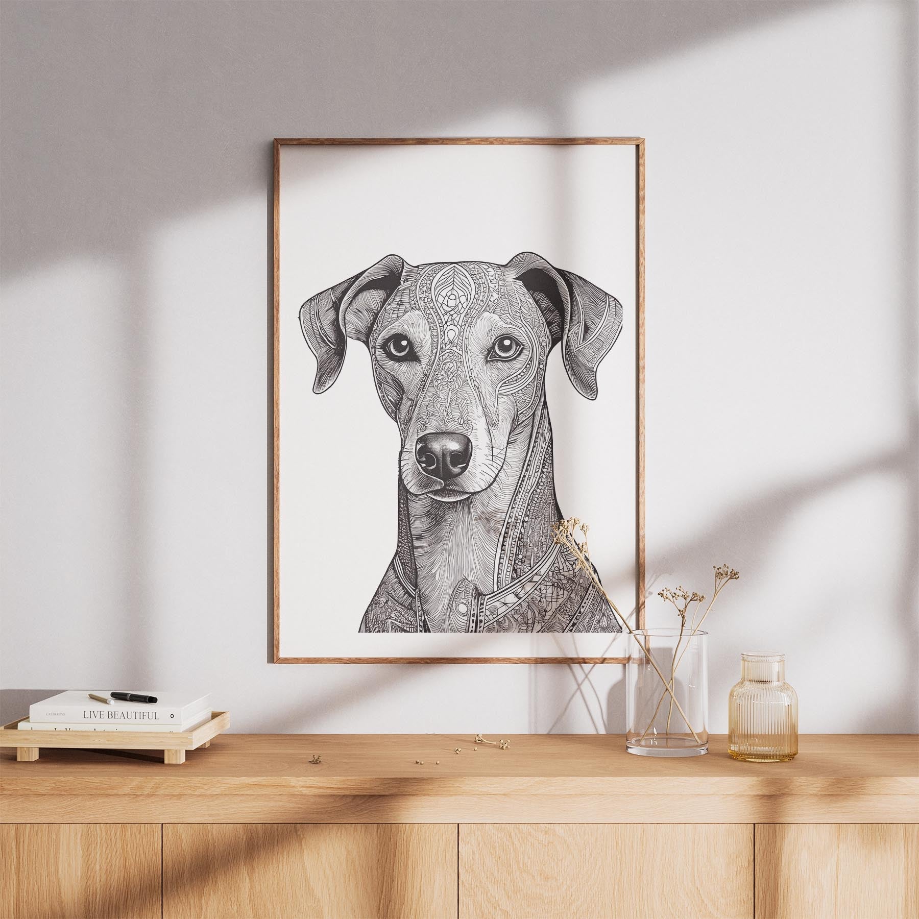 Greyhound Mandala Black and White Dog Series image 8