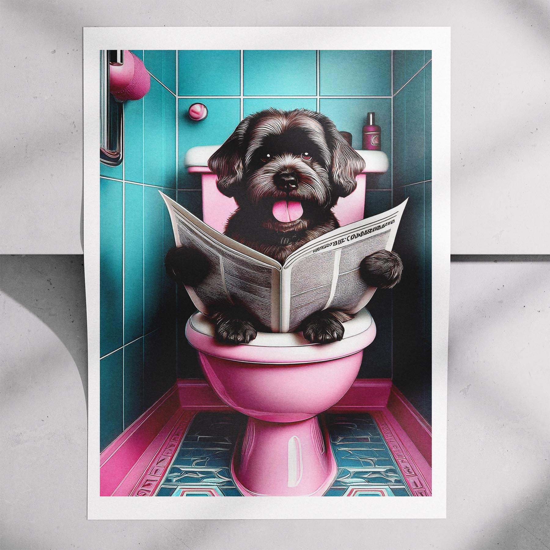 Coton de Tulear Toilet Dogs PInk and Turquise image 7