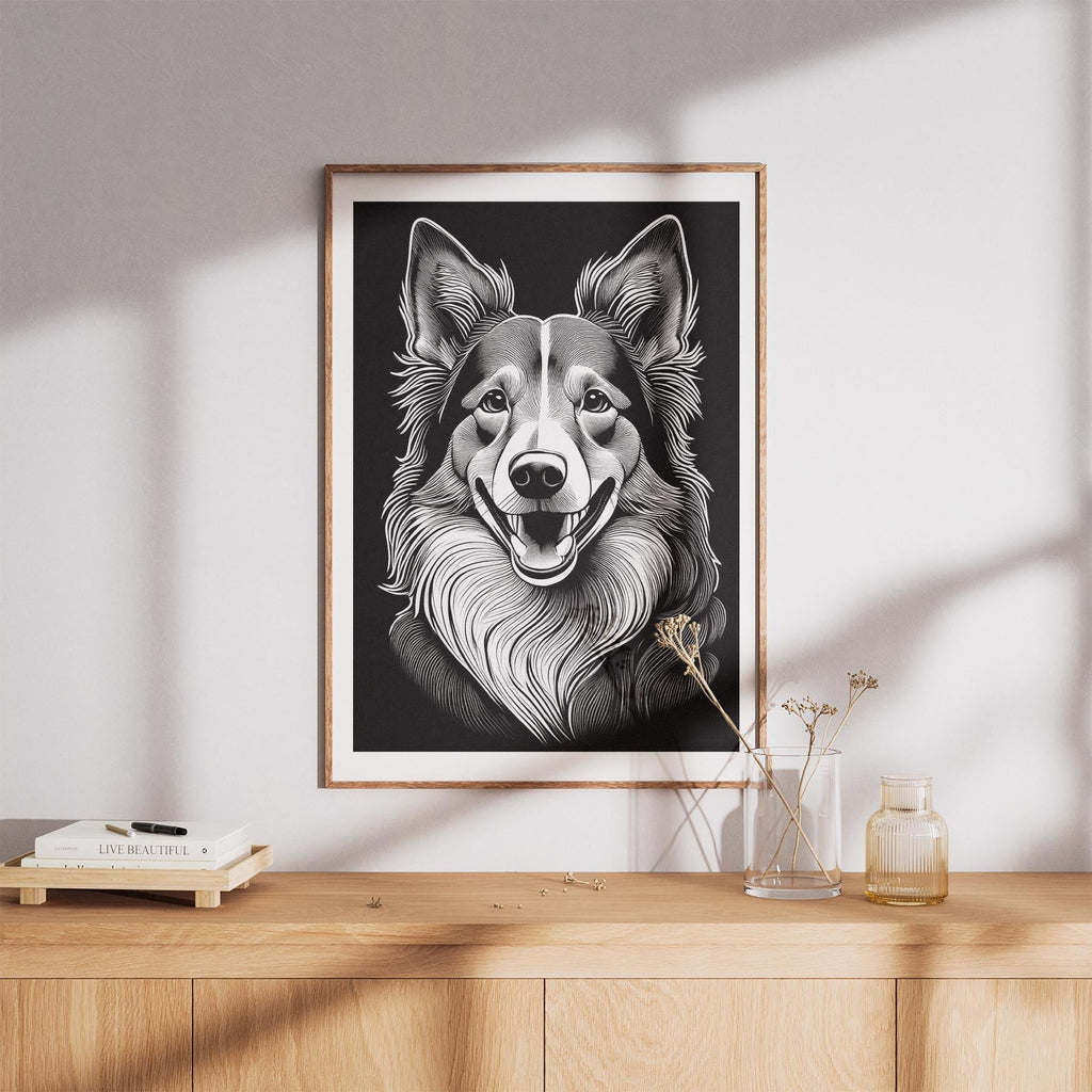 Shetland Sheepdog Line Dog Series in Black and White image 8