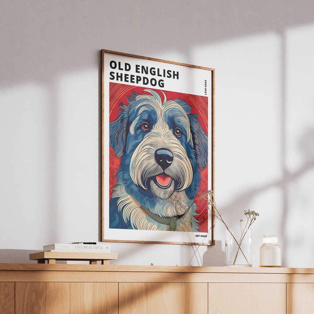 Old English Sheepdog Hokusai Japanese Inspired Dog Series with Text image 5