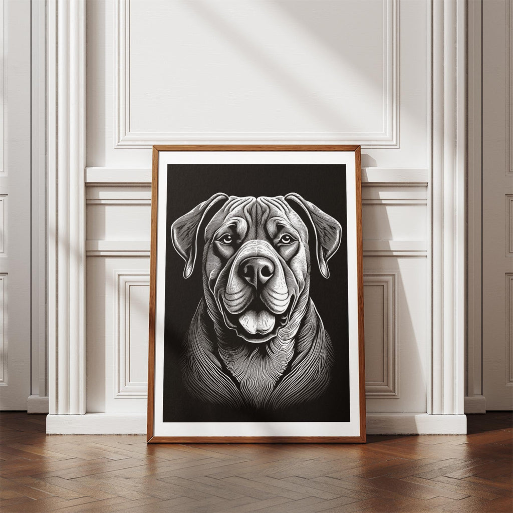 Neapolitan Mastiff Line Dog Series in Black and White image 4