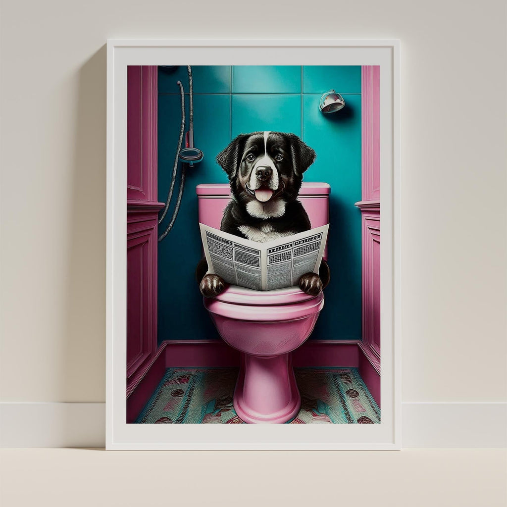 Bernese Mountain Dog Toilet Dogs PInk and Turquise image 9