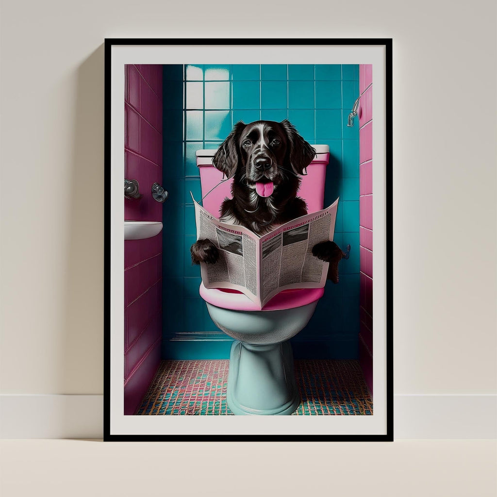 Curly Coated Retriever Toilet Dogs PInk and Turquise image 0