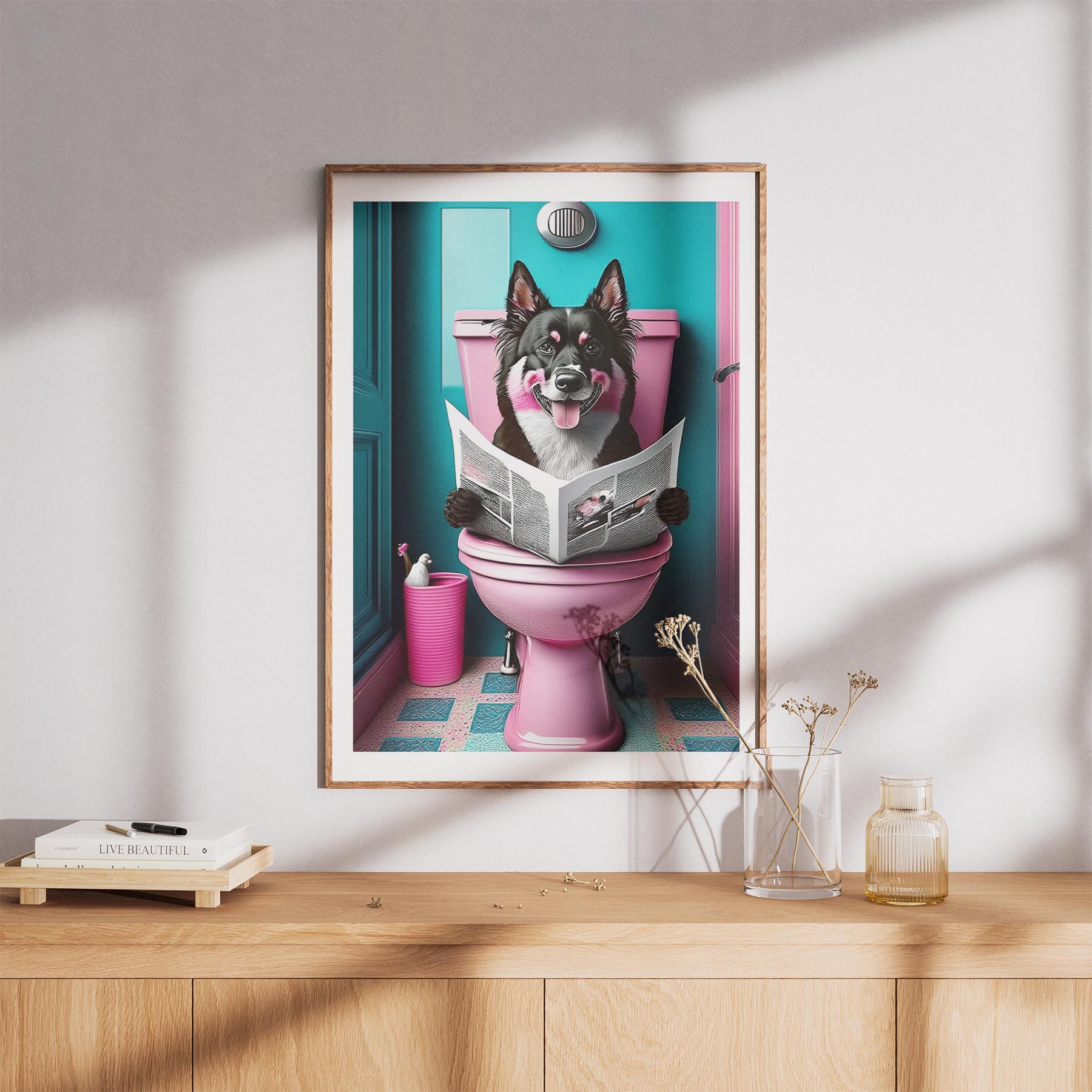 Finnish Lapphund Toilet Dogs PInk and Turquise image 8