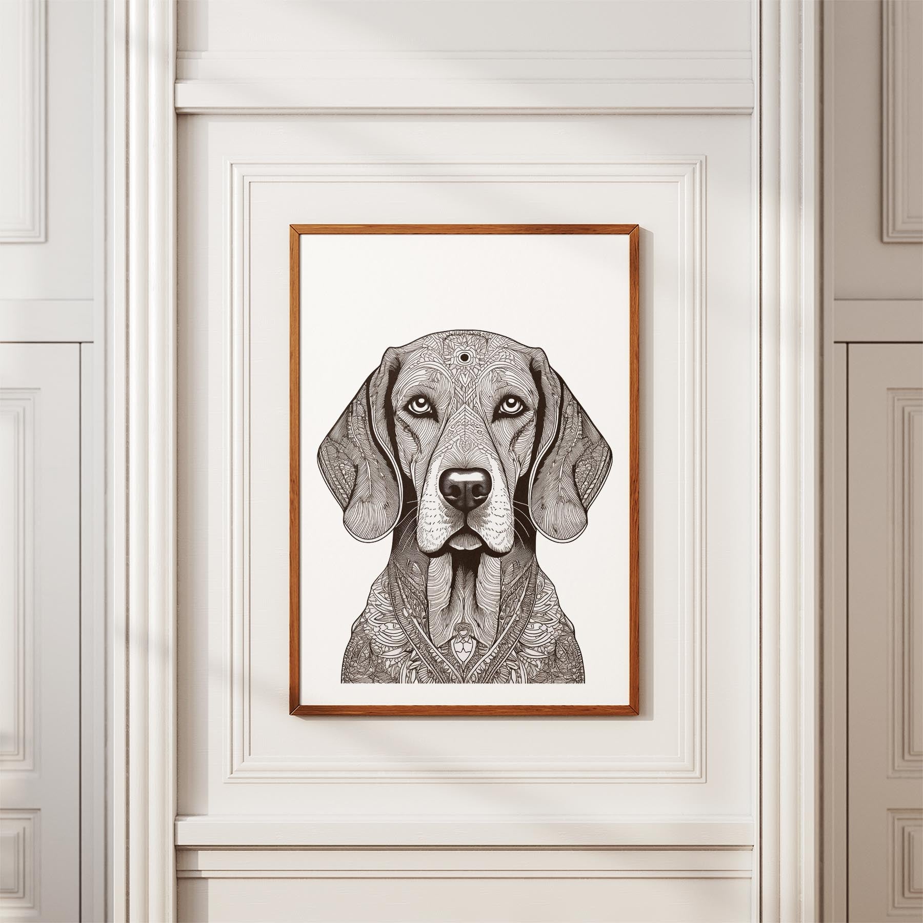 Bloodhound Mandala Black and White Dog Series image 3