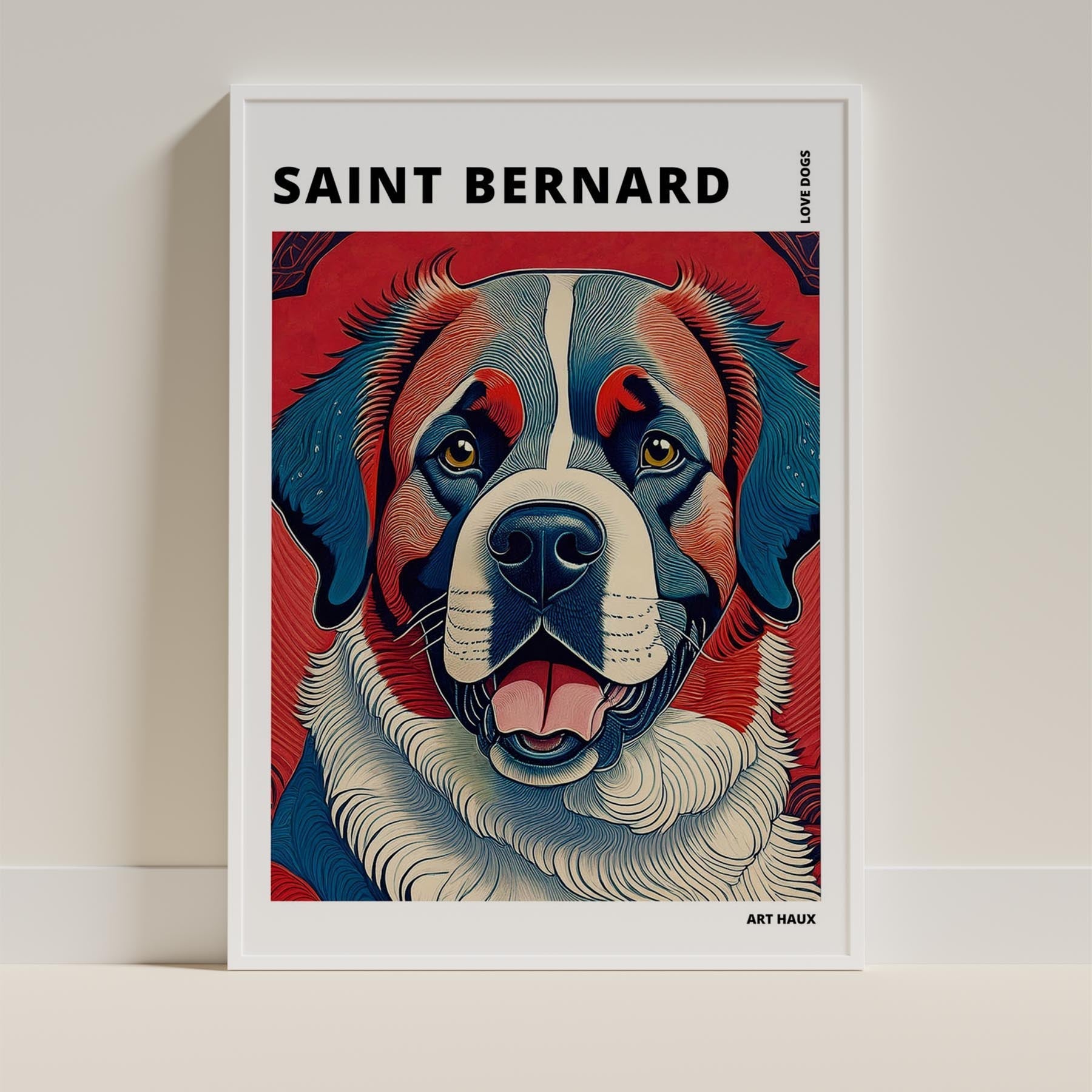 Saint Bernard Hokusai Japanese Inspired Dog Series with Text image 8