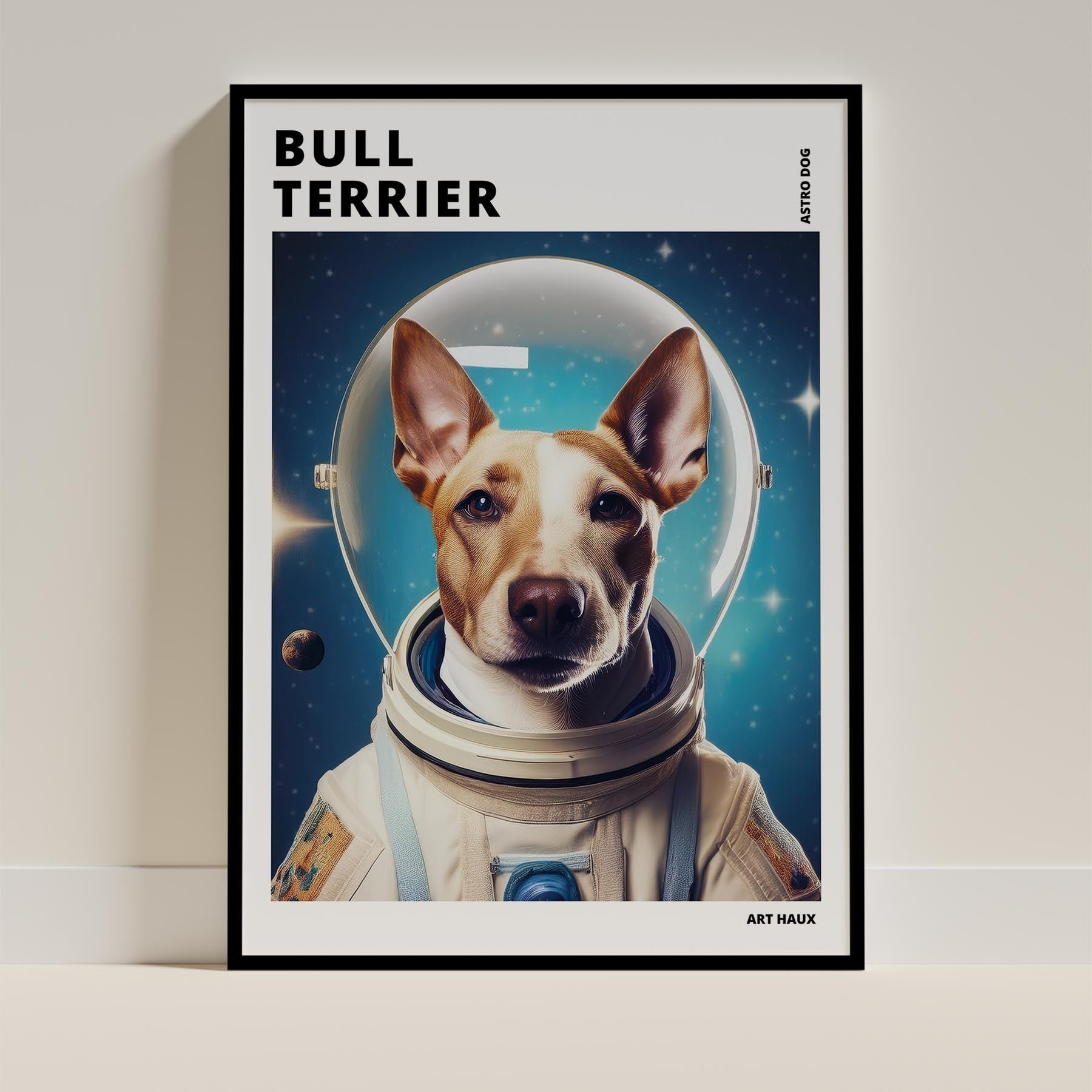 Bull Terrier Astronaut Dog Series with Text Astro Dog image 0