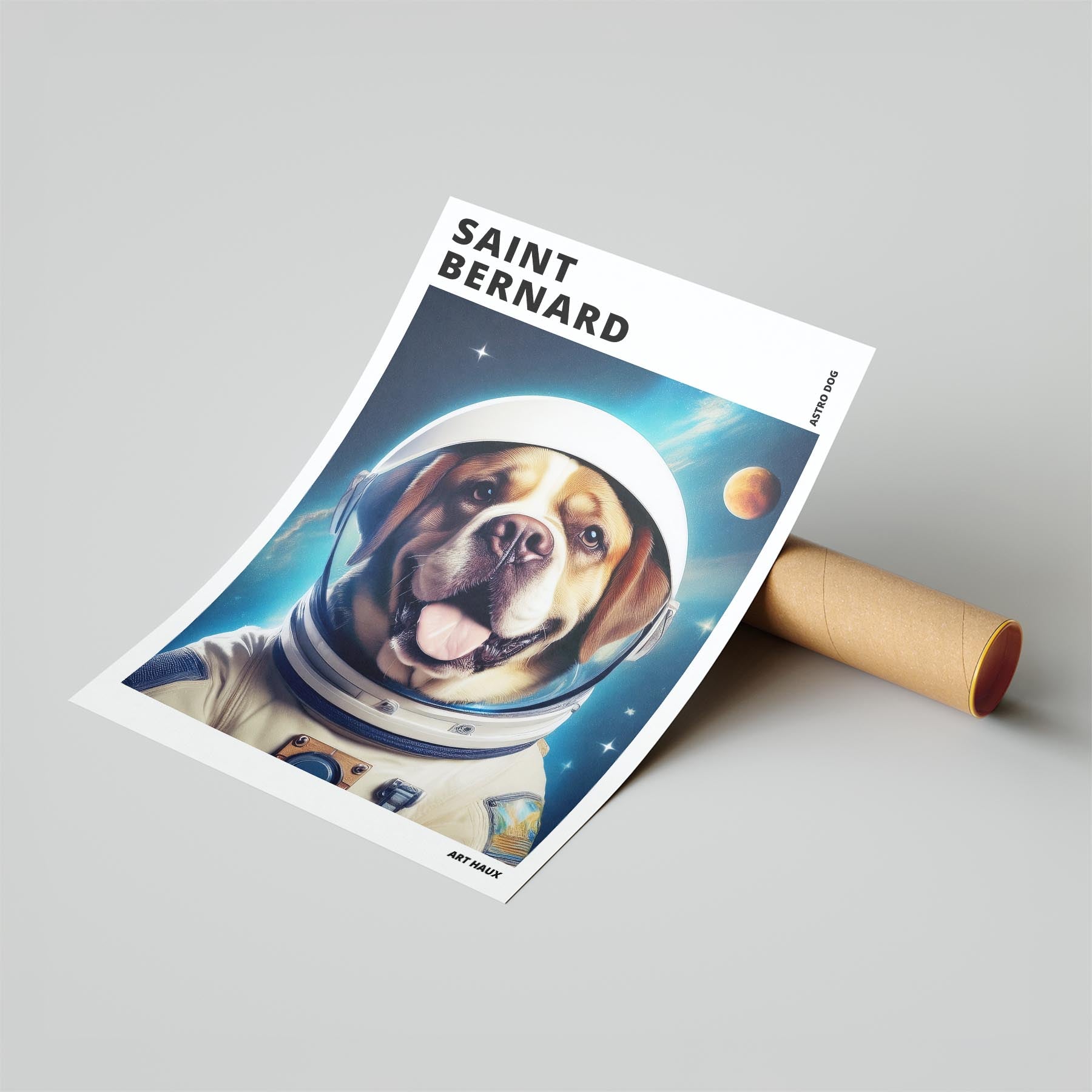Saint Bernard Astronaut Dog Series with Text Astro Dog image 6