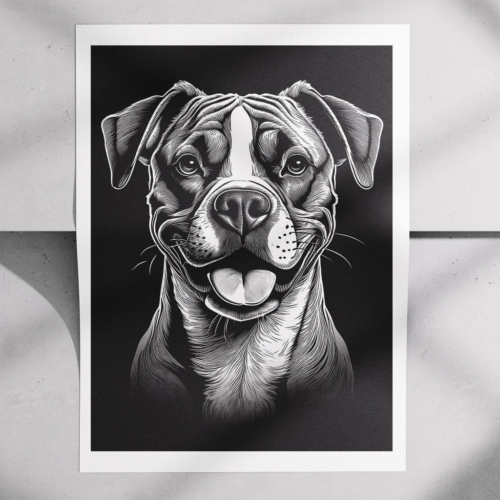 Boxer Line Dog Series in Black and White image 7