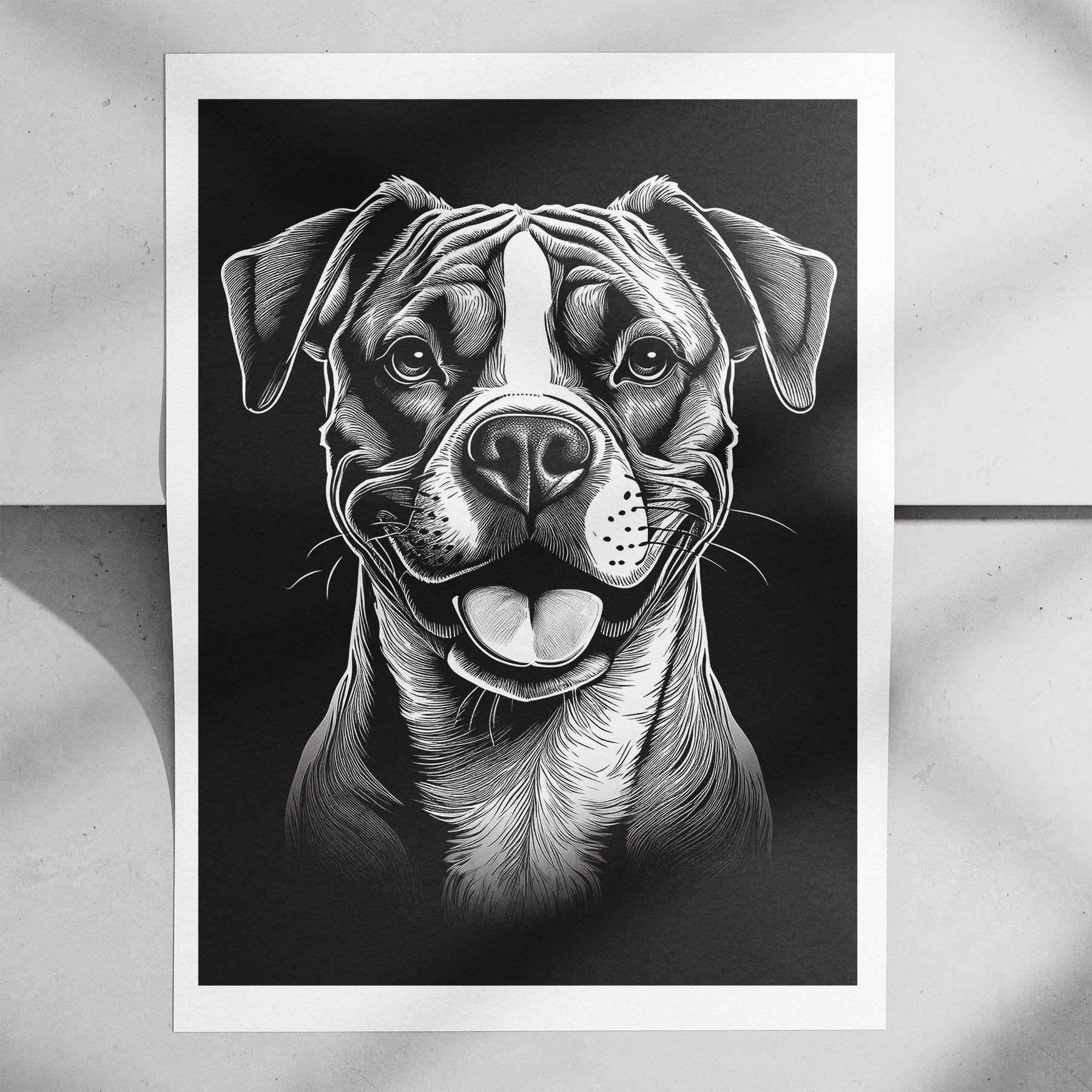 Boxer Line Dog Series in Black and White image 7