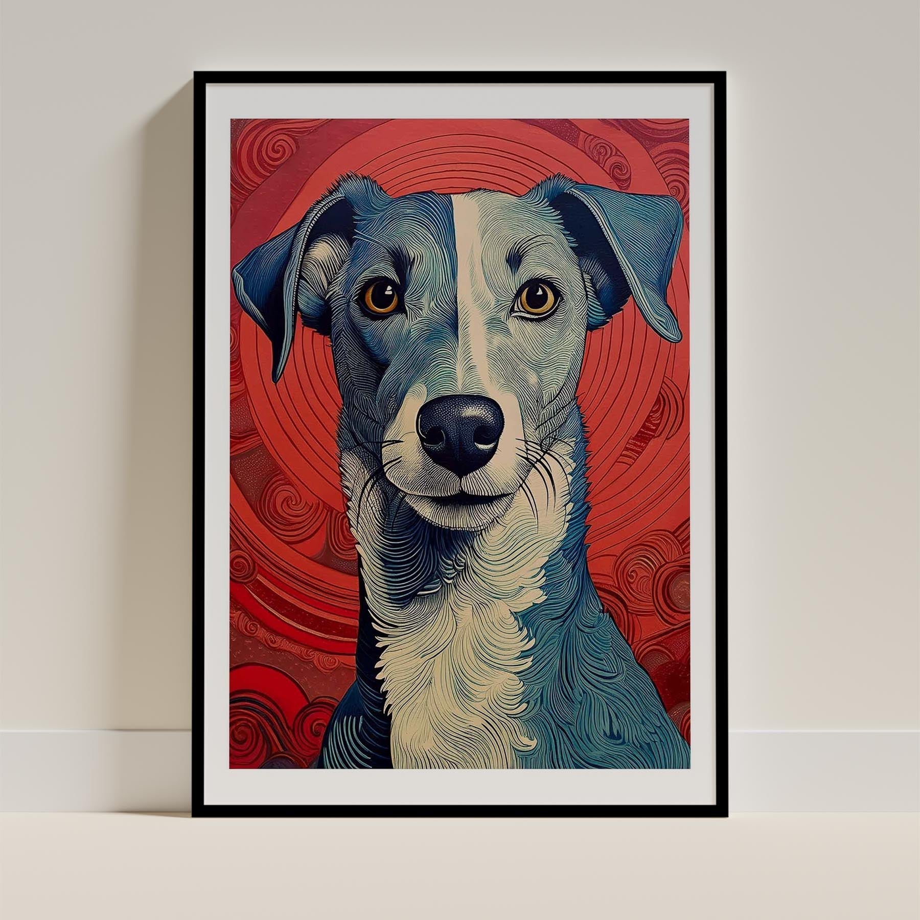 Greyhound Hokusai Japanese Inspired Dog Series image 0