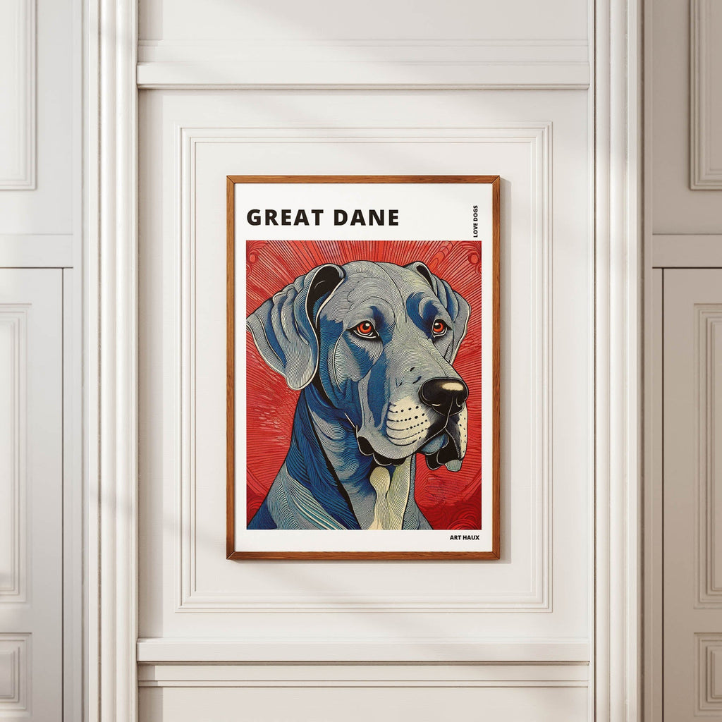 Great Dane Hokusai Japanese Inspired Dog Series with Text image 3