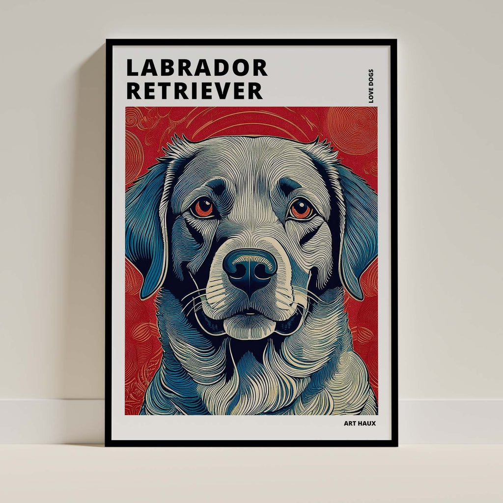 Labrador Retriever Hokusai Japanese Inspired Dog Series with Text image 0