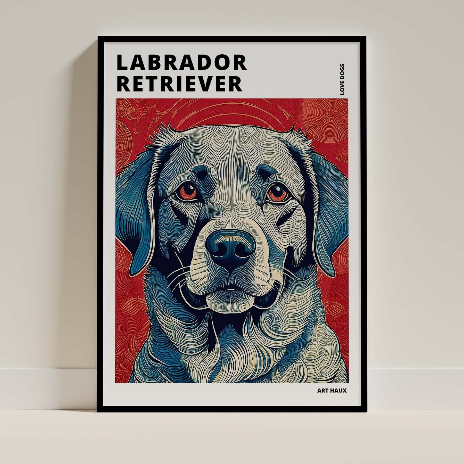 Labrador Retriever Hokusai Japanese Inspired Dog Series with Text image 0