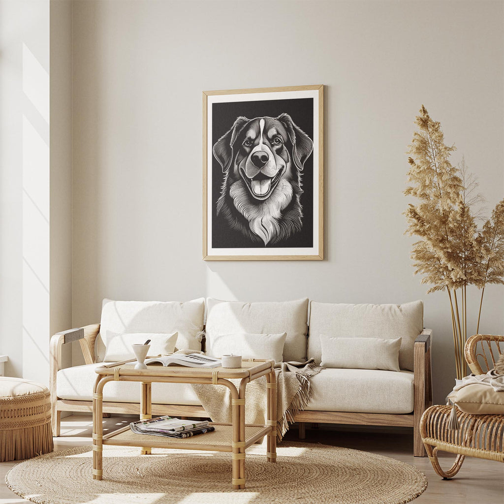 Bernese Mountain Dog Line Dog Series in Black and White image 2