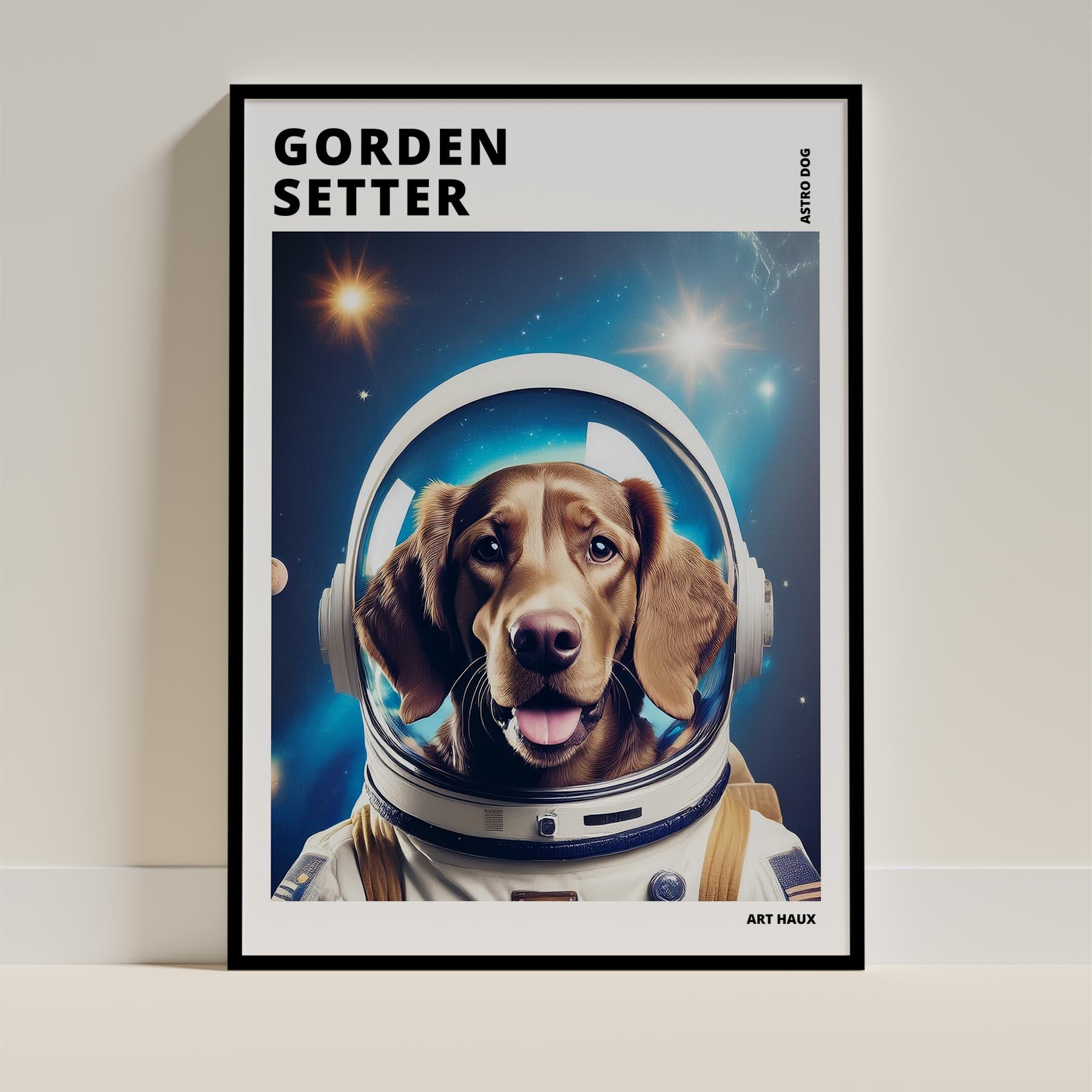 Gordon Setter Astronaut Dog Series with Text Astro Dog image 0