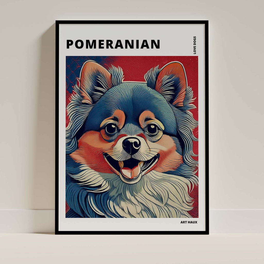 Pomeranian Hokusai Japanese Inspired Dog Series with Text image 0