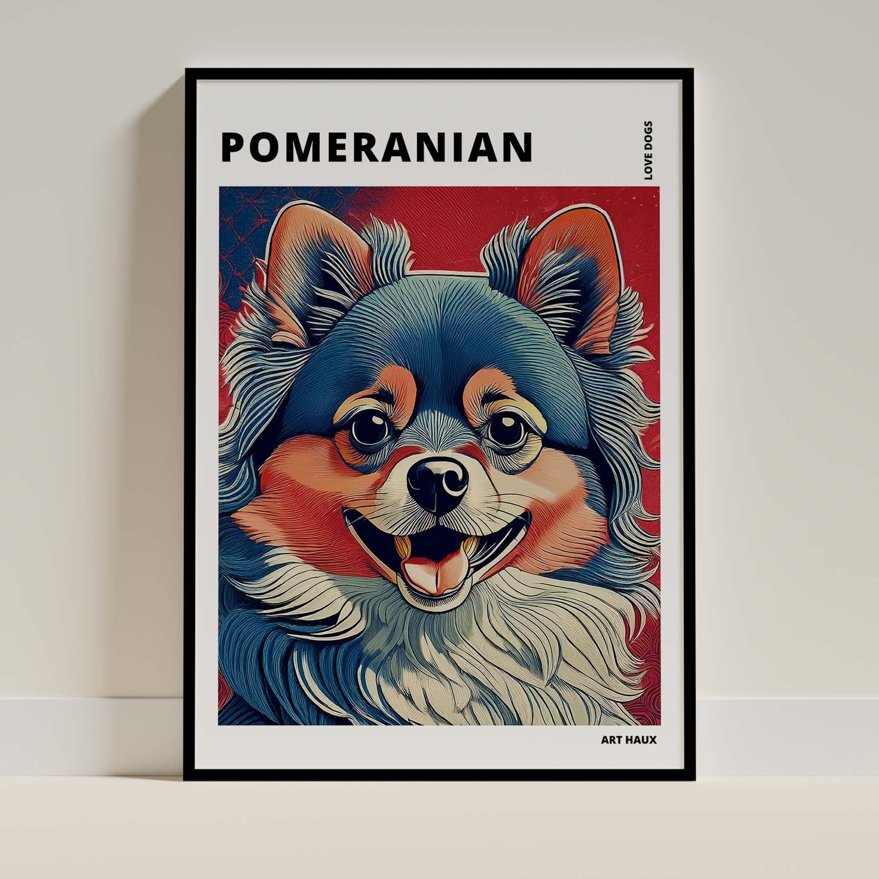 Pomeranian Hokusai Japanese Inspired Dog Series with Text image 0