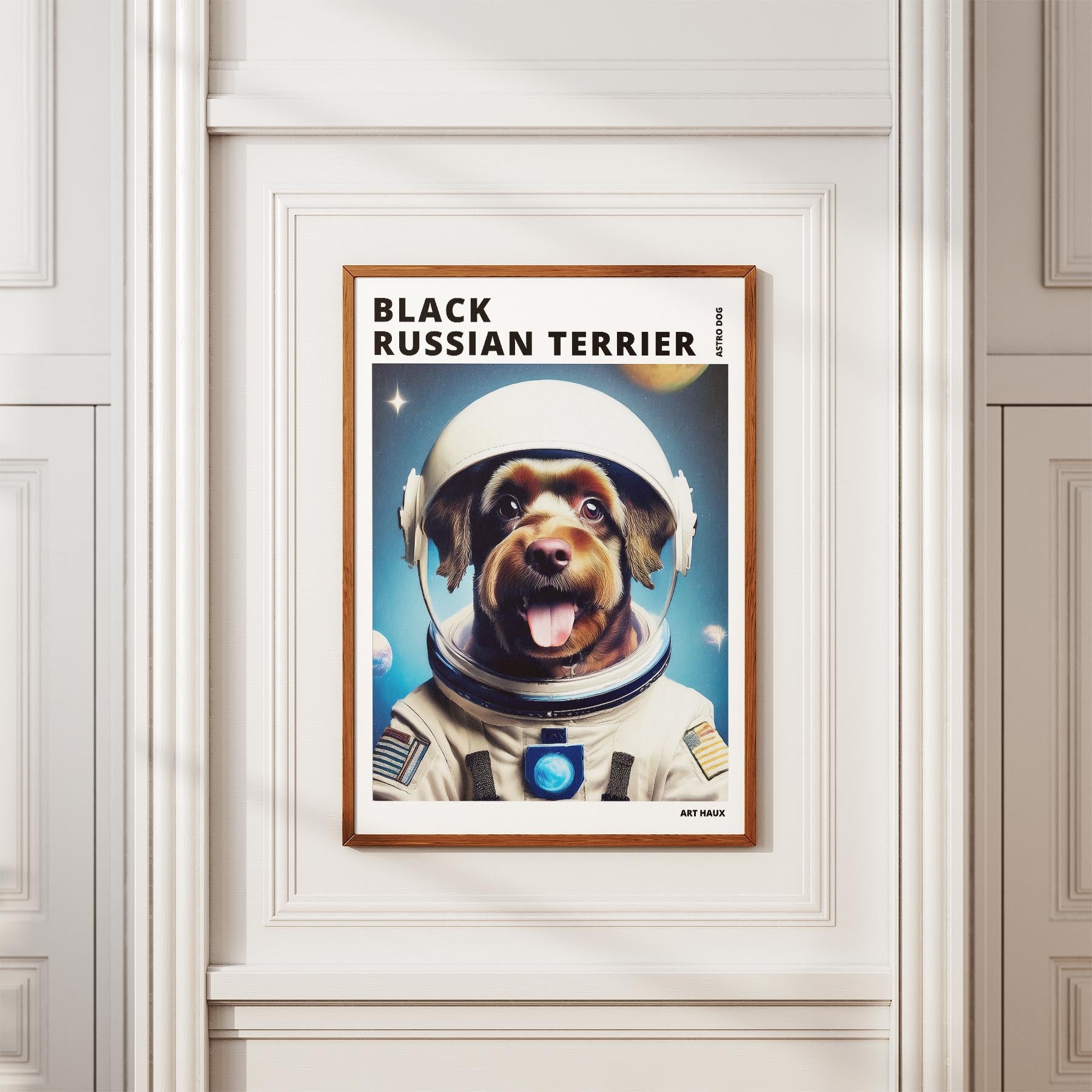 Black Russian Terrier Astronaut Dog Series with Text Astro Dog image 3