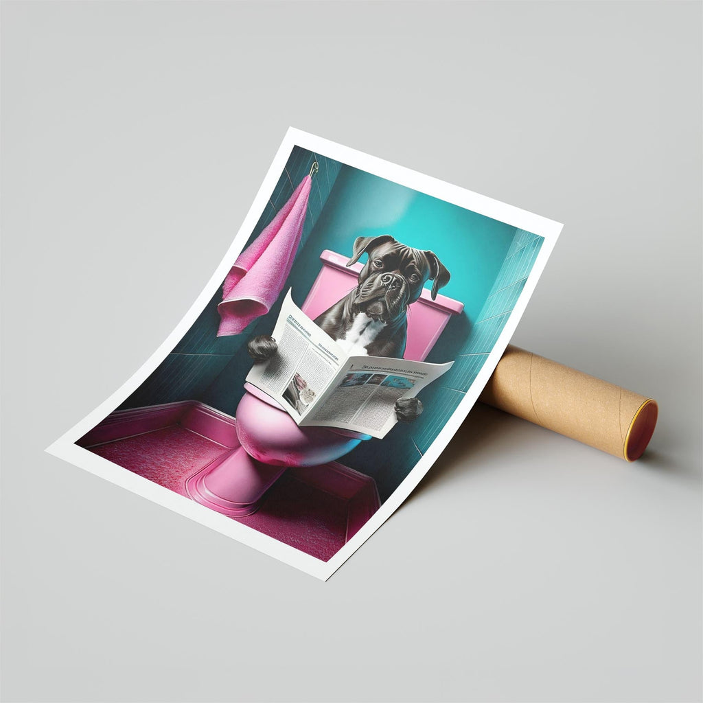 Boxer Toilet Dogs PInk and Turquise image 6