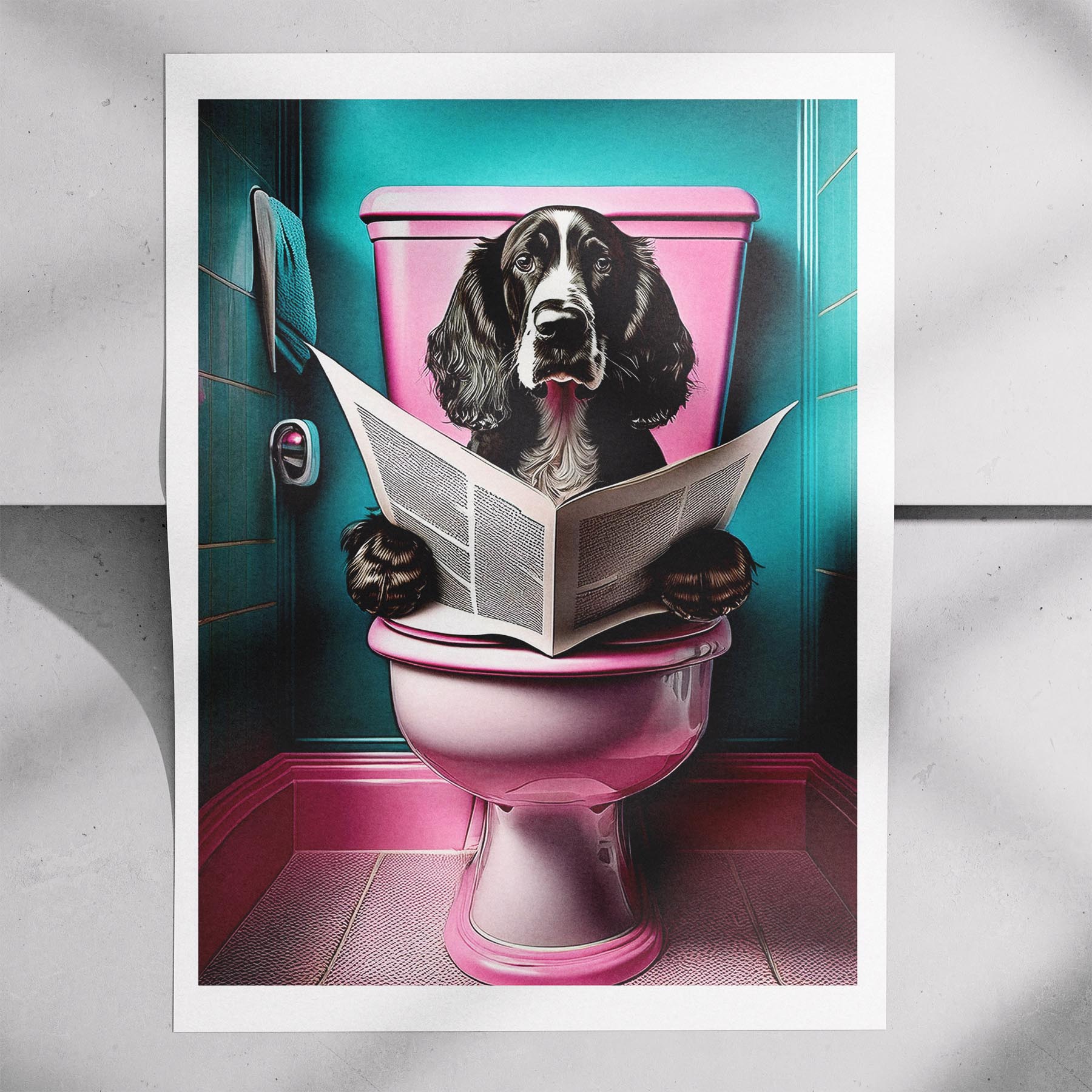 Gordon Setter Toilet Dogs PInk and Turquise image 7
