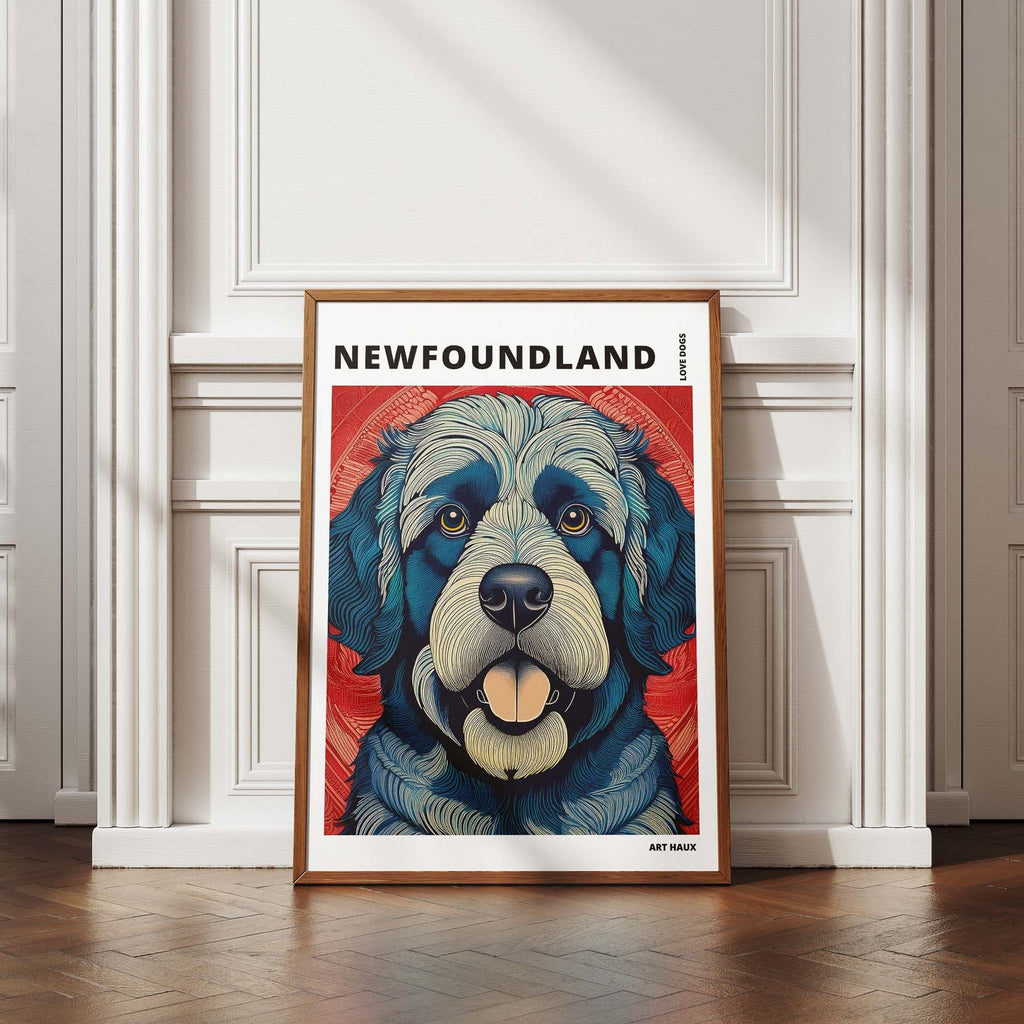 Newfoundland Hokusai Japanese Inspired Dog Series with Text image 4