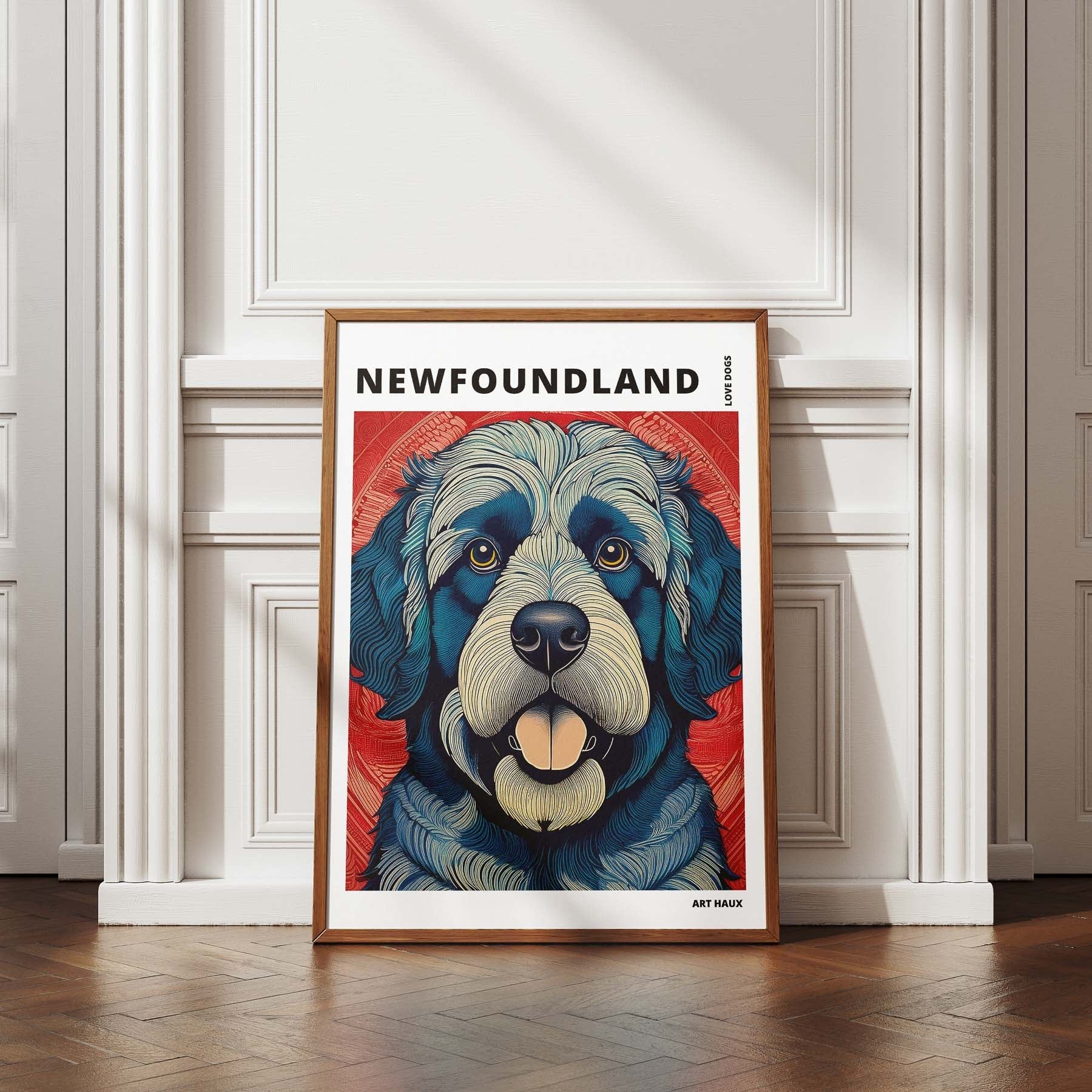 Newfoundland Hokusai Japanese Inspired Dog Series with Text image 4