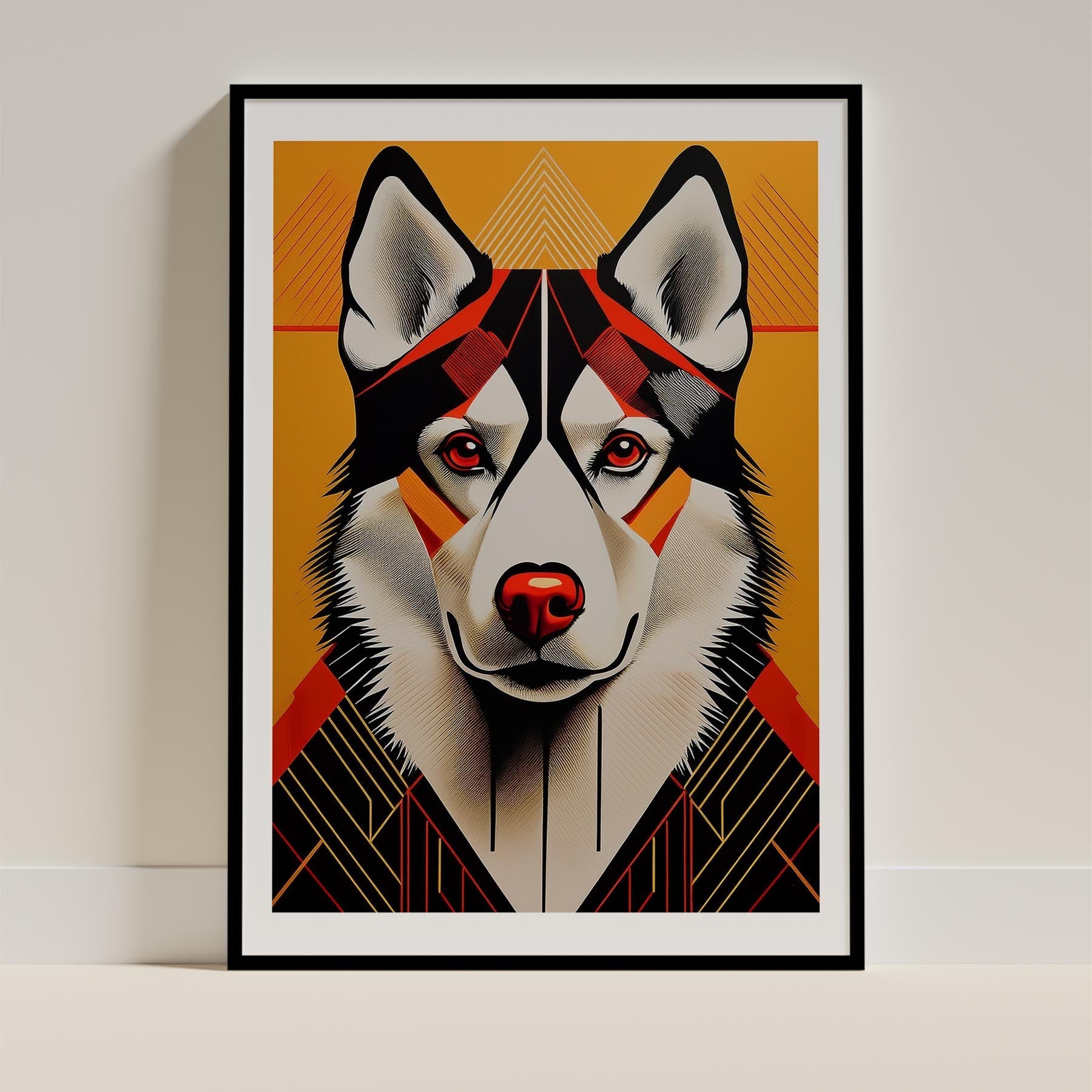 Siberian Husky Geometric Orange Series image 0