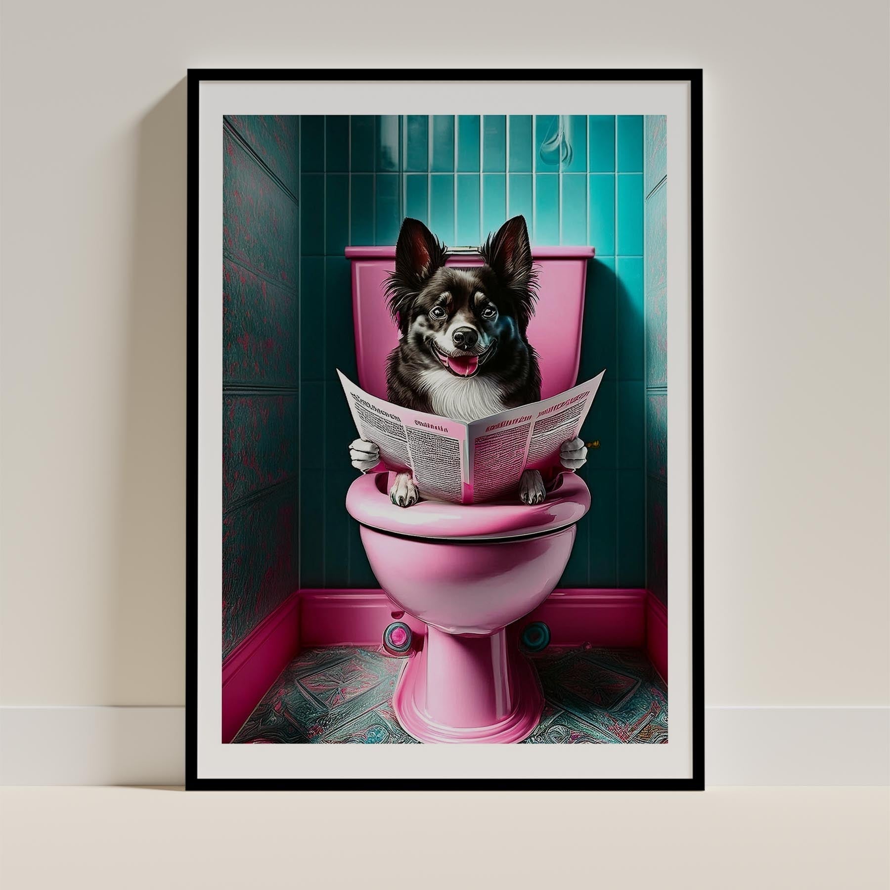 German Spitz Toilet Dogs PInk and Turquise image 0