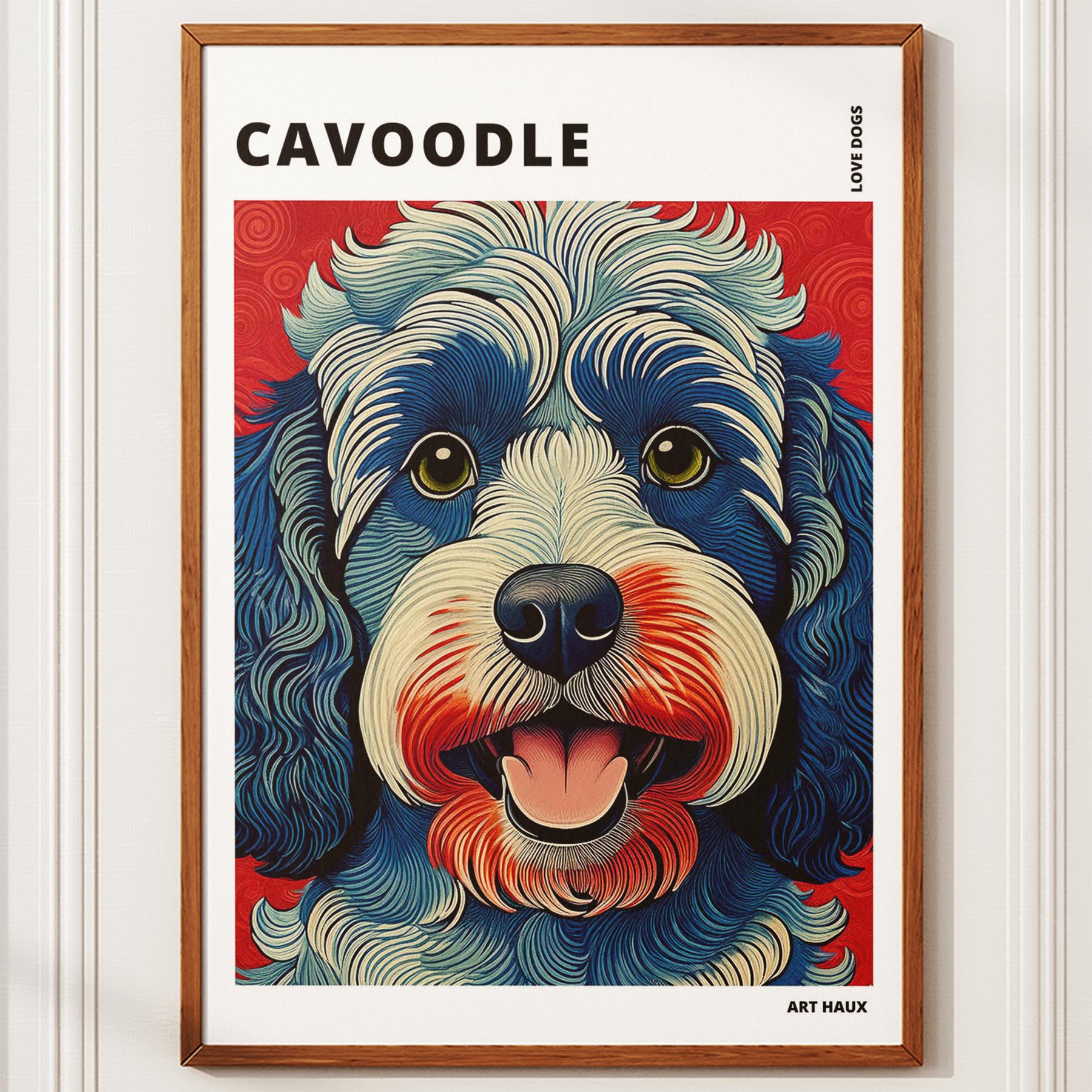 Cavoodle Hokusai Japanese Inspired Dog Series with Text image 9