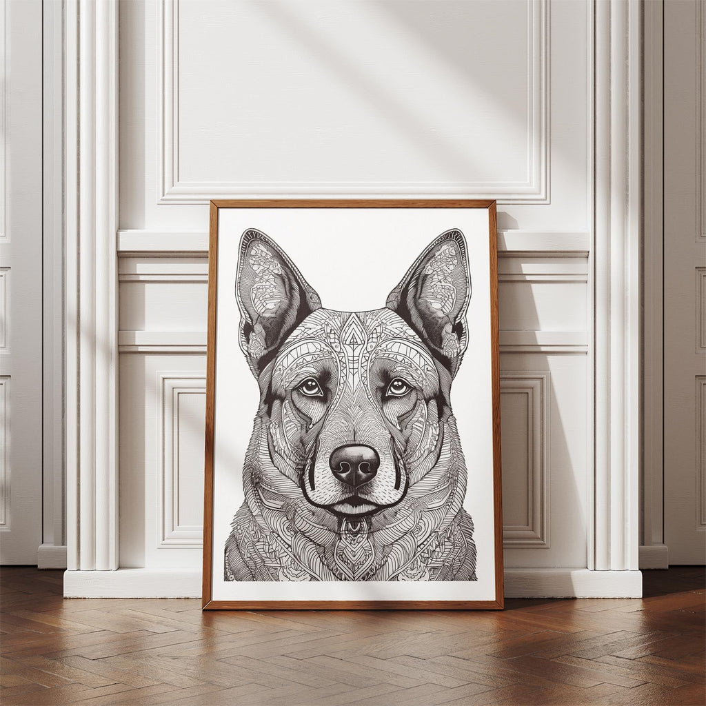 German Shepherd Mandala Black and White Dog Series image 4