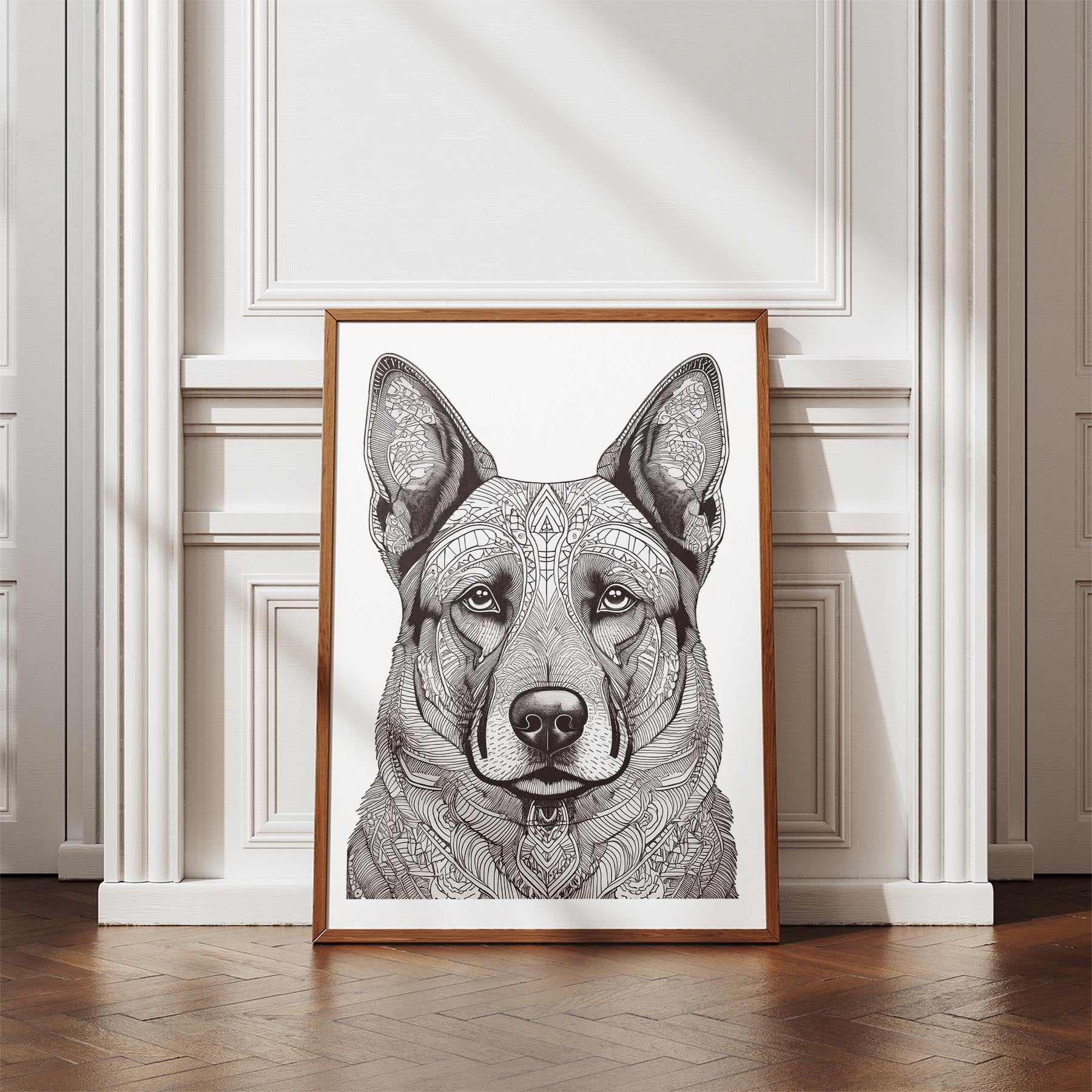 German Shepherd Mandala Black and White Dog Series image 4