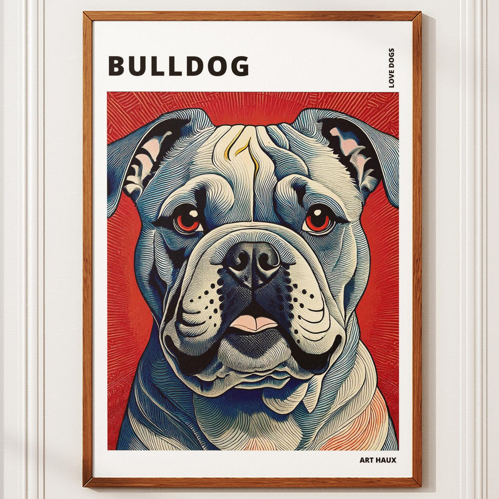 Bulldog Hokusai Japanese Inspired Dog Series with Text image 9