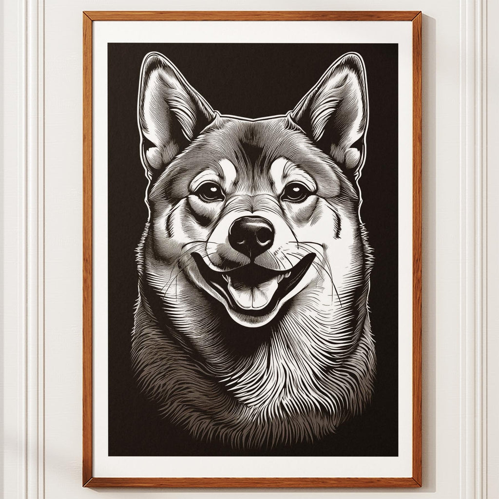 Shiba Line Dog Series in Black and White image 10