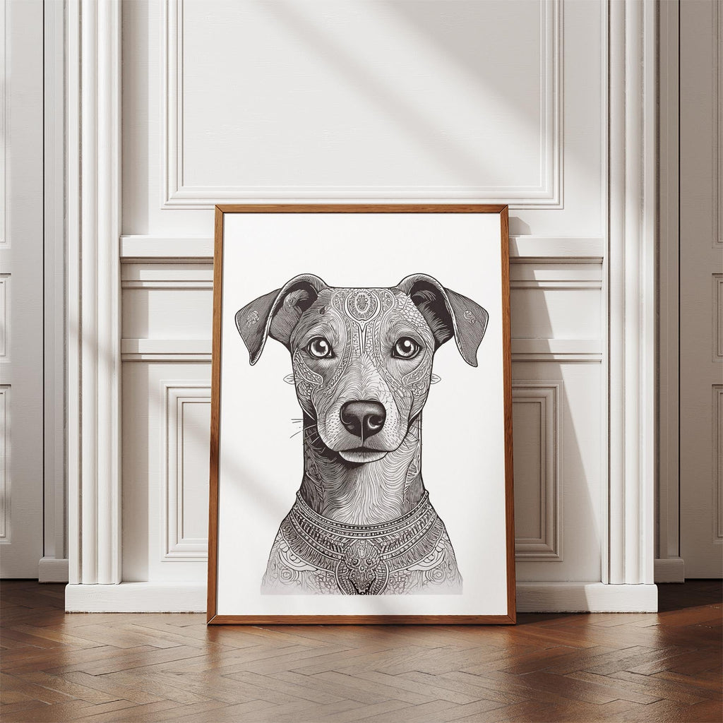 Whippet Mandala Black and White Dog Series image 4