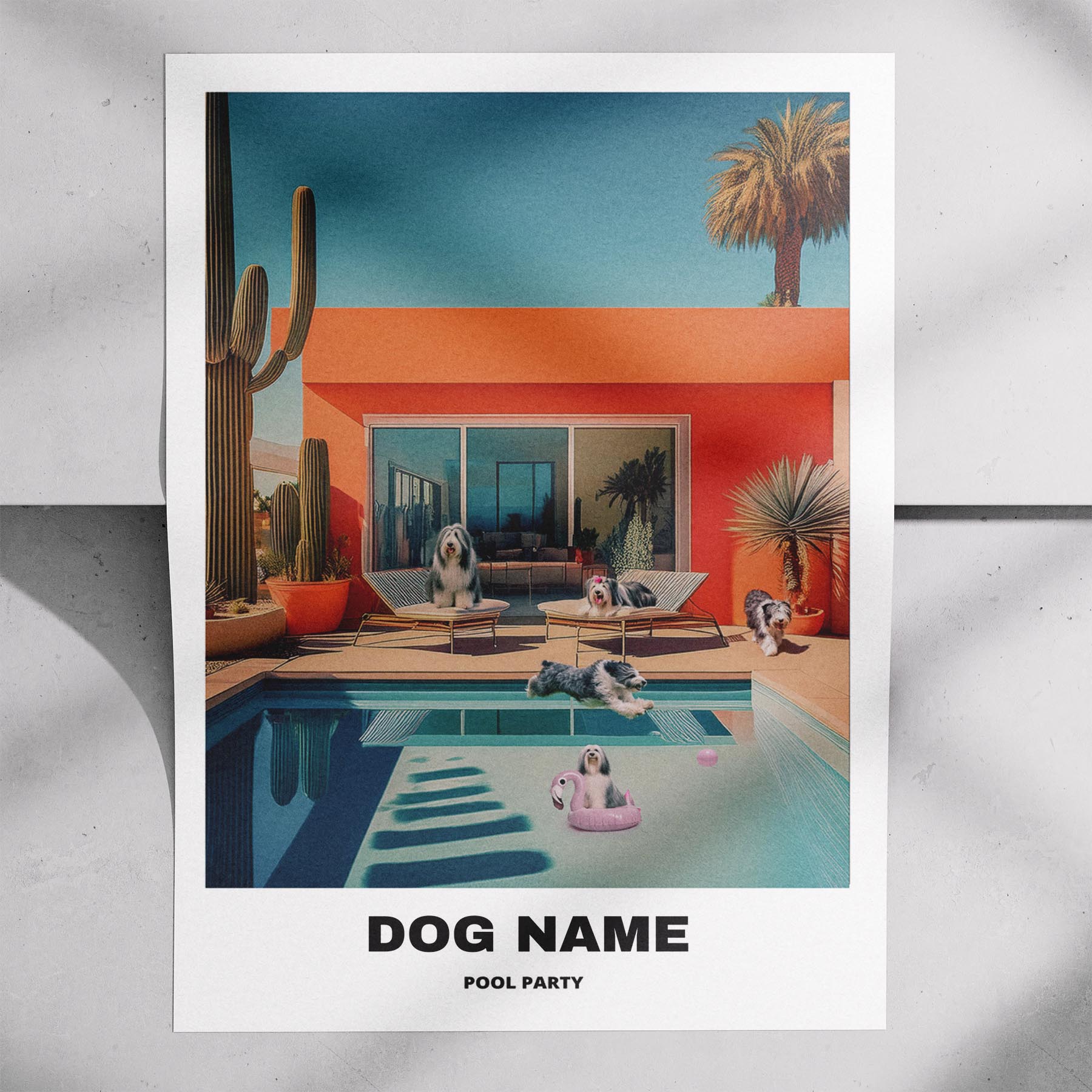 Old English Sheepdog Custom Pool Party WITH TEXT image 7