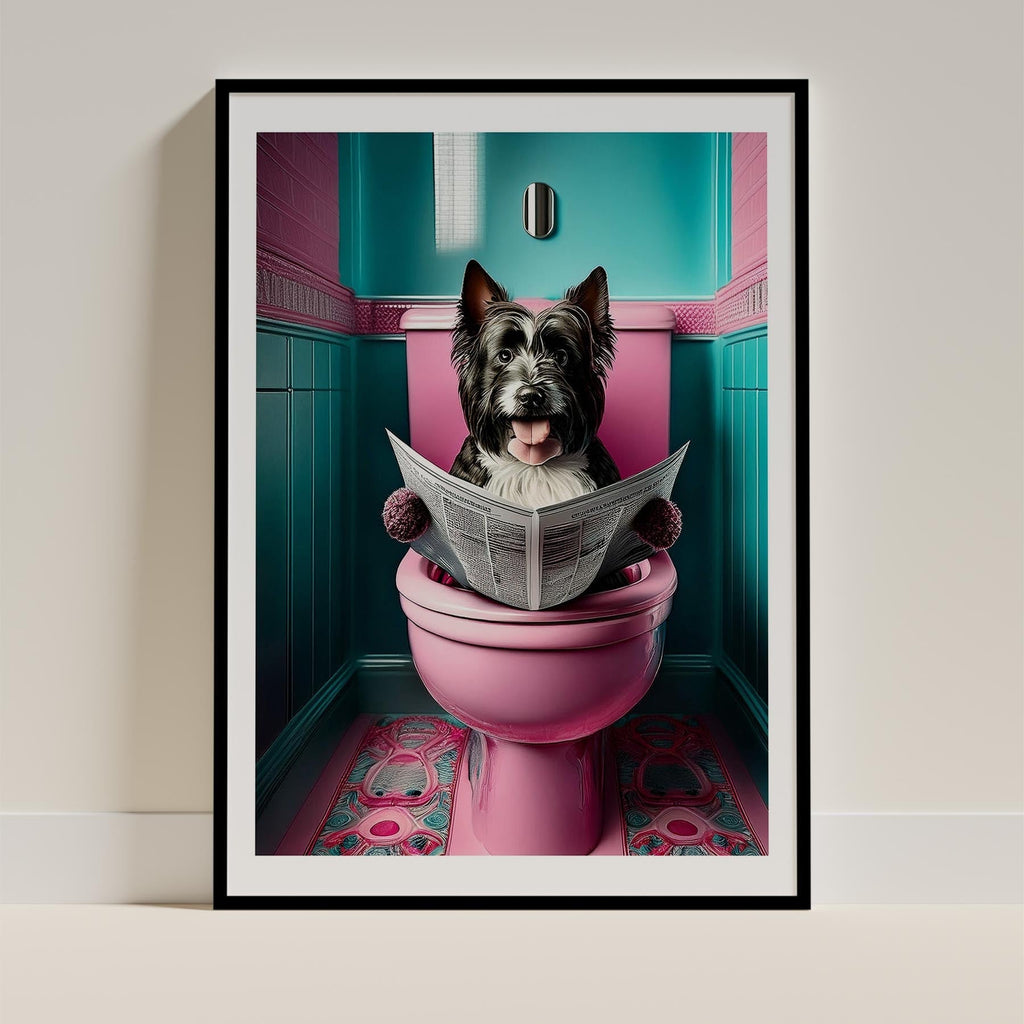 Australian Silky Terrier Toilet Dogs PInk and Turquise image 0