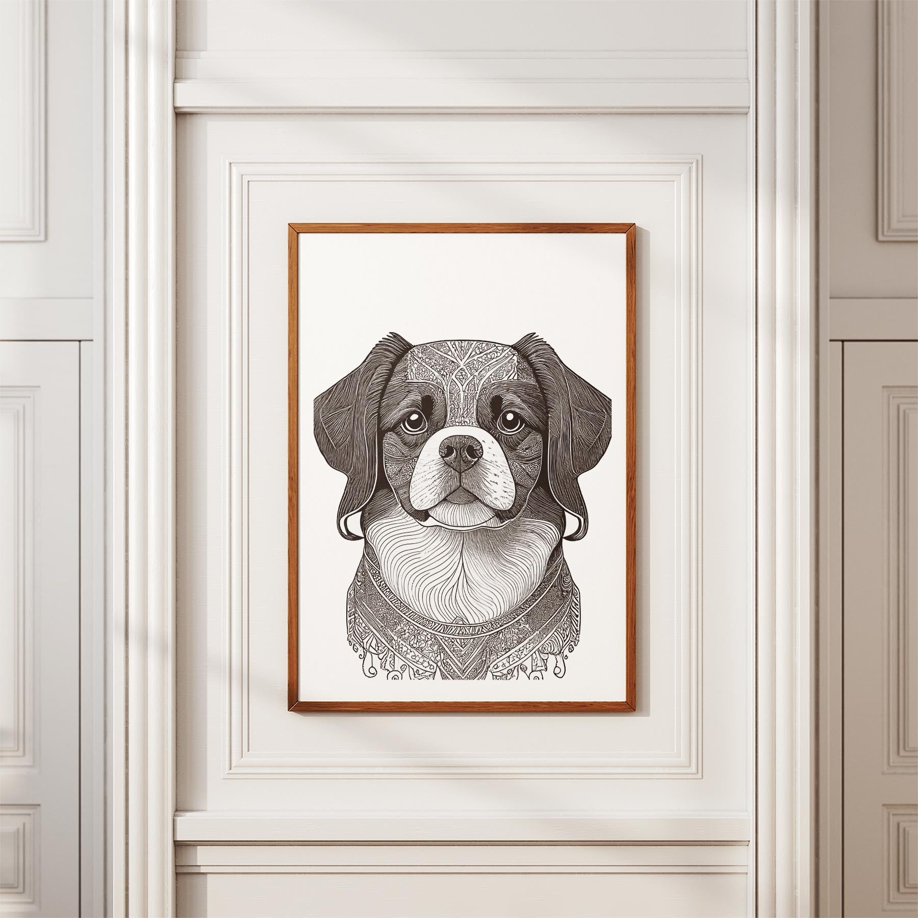 Japanese Chin Mandala Black and White Dog Series image 3